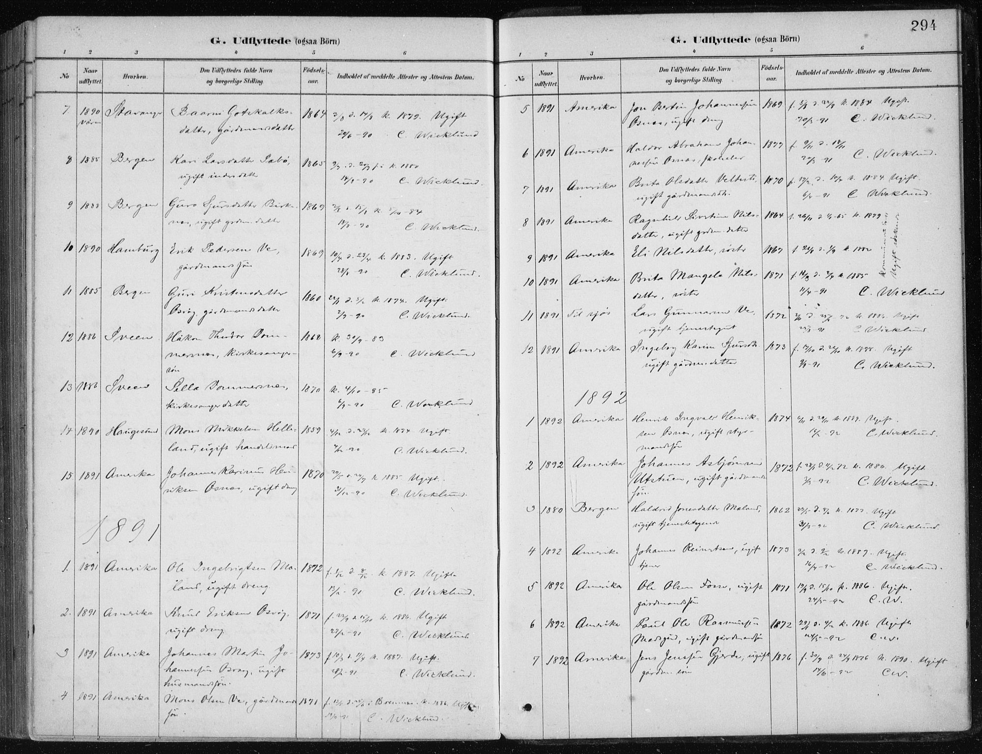 Etne sokneprestembete, SAB/A-75001/H/Haa: Parish register (official) no. C  1, 1879-1919, p. 294