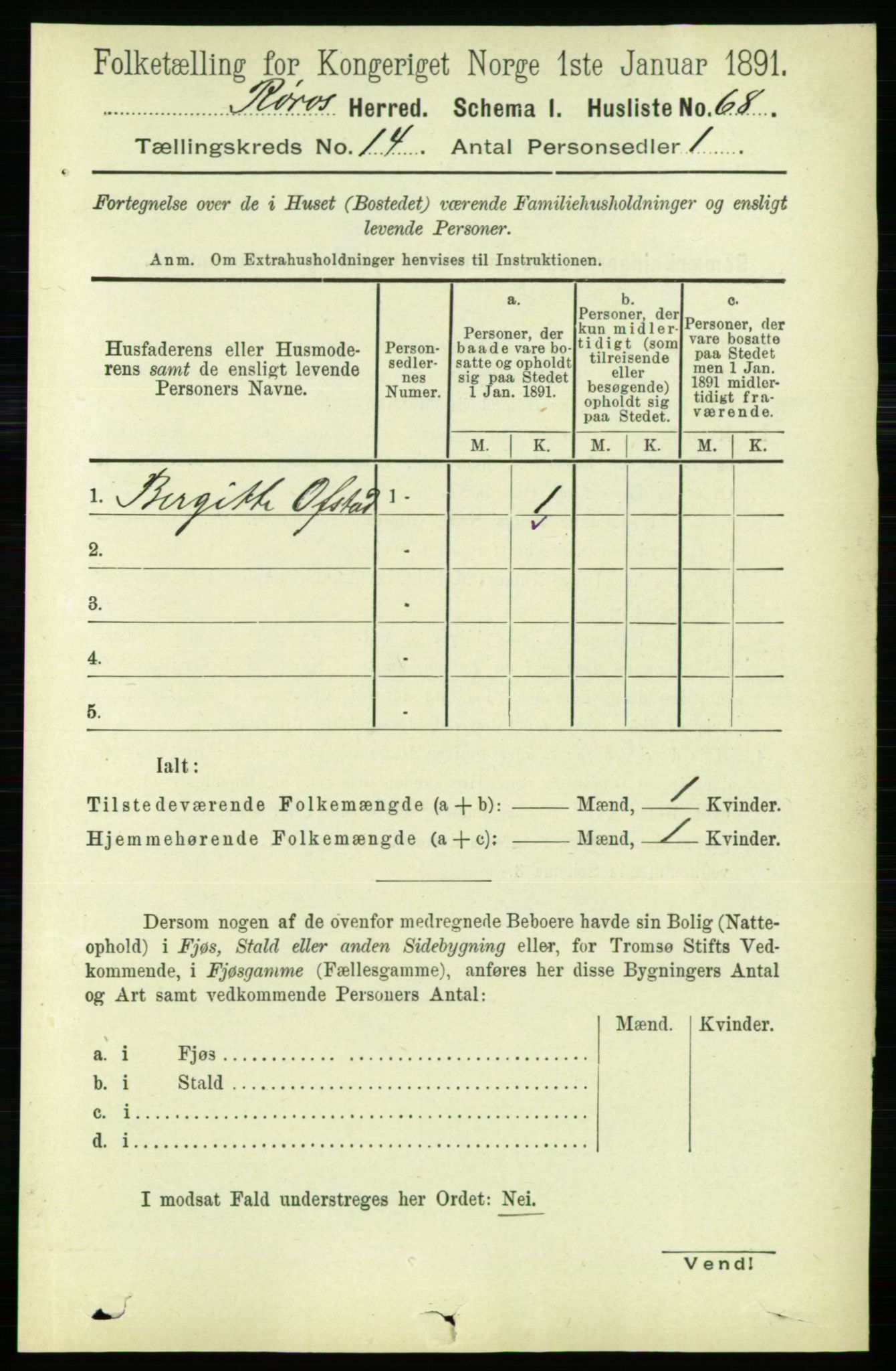 RA, 1891 census for 1640 Røros, 1891, p. 2870