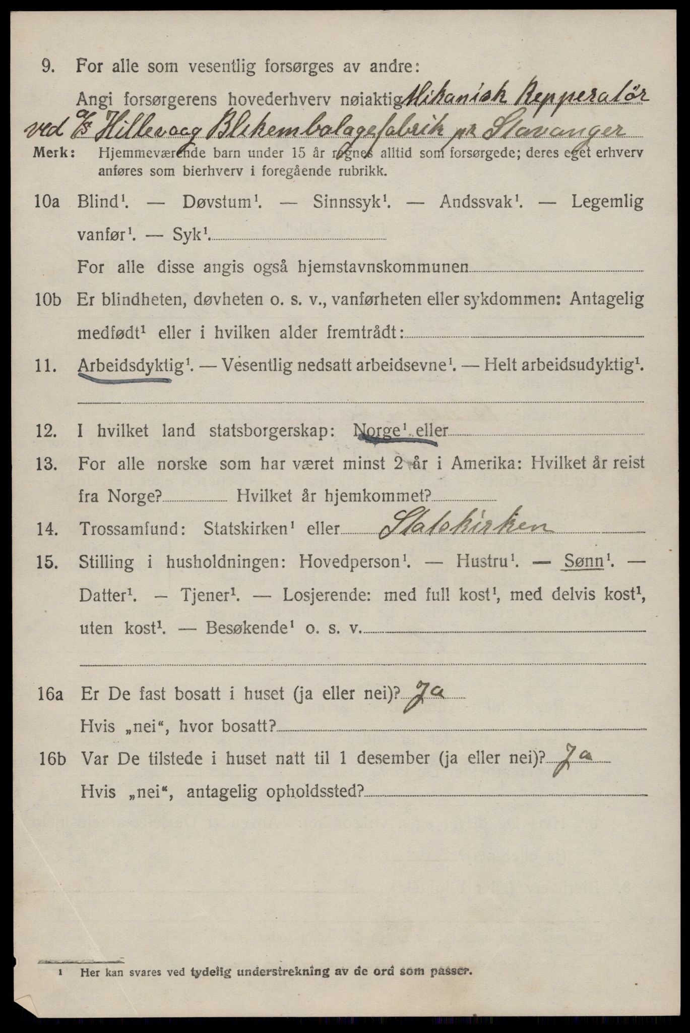 SAST, 1920 census for Hetland, 1920, p. 15458