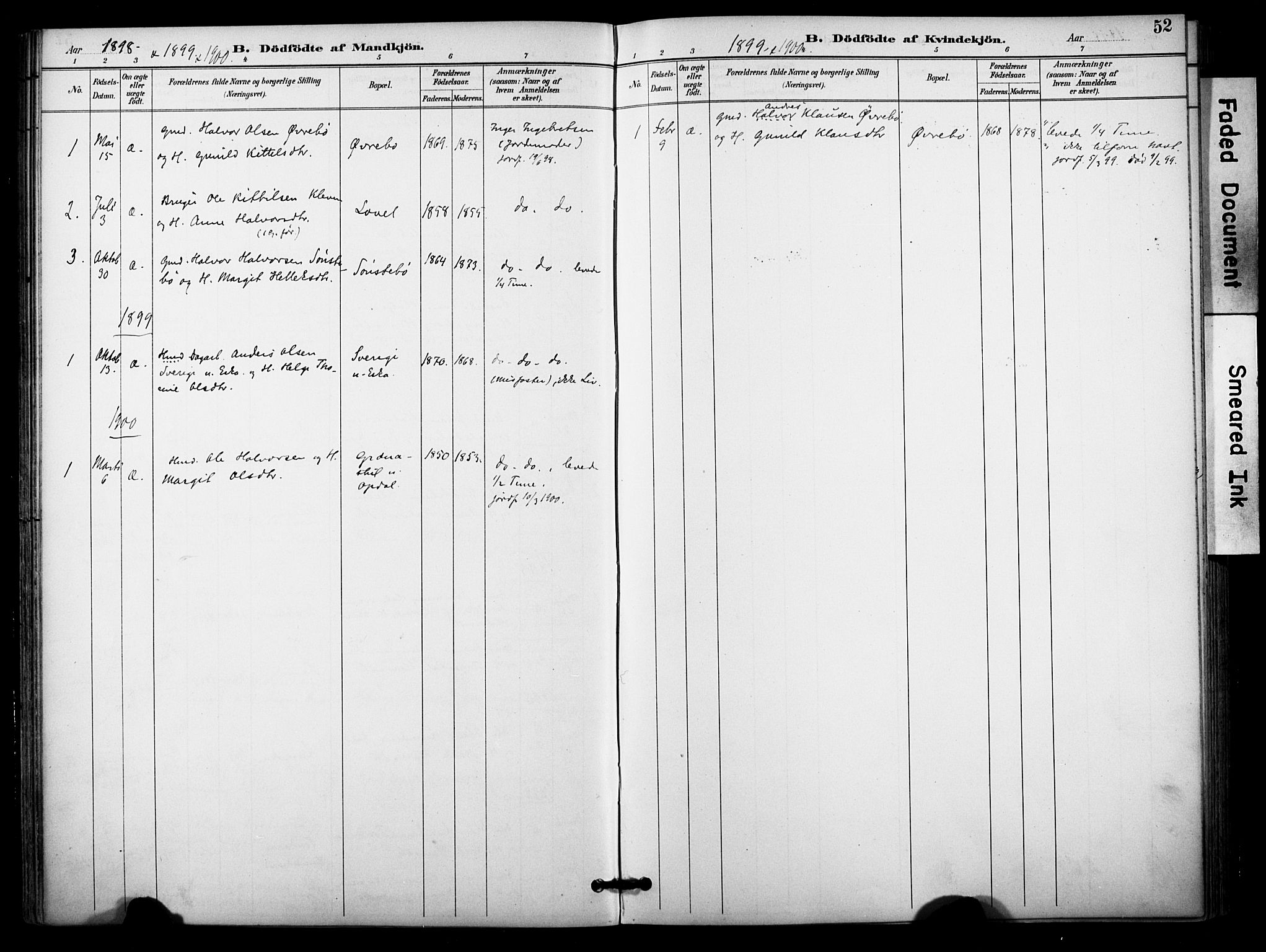 Bø kirkebøker, SAKO/A-257/F/Fa/L0011: Parish register (official) no. 11, 1892-1900, p. 52