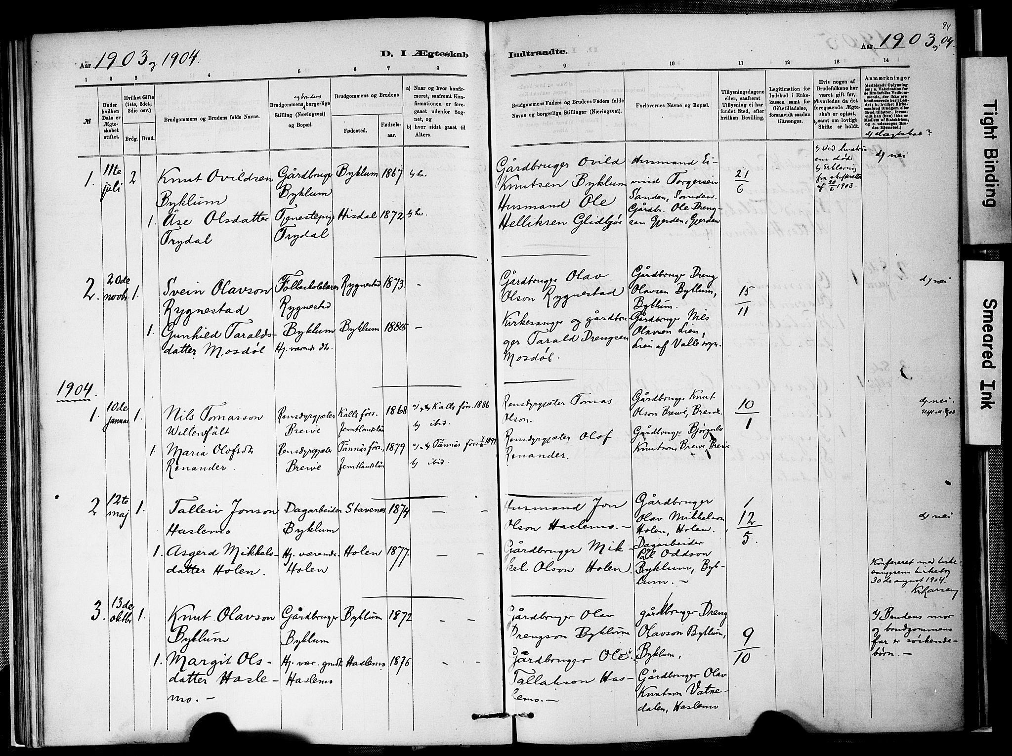 Valle sokneprestkontor, SAK/1111-0044/F/Fa/Faa/L0001: Parish register (official) no. A 1, 1882-1907, p. 94