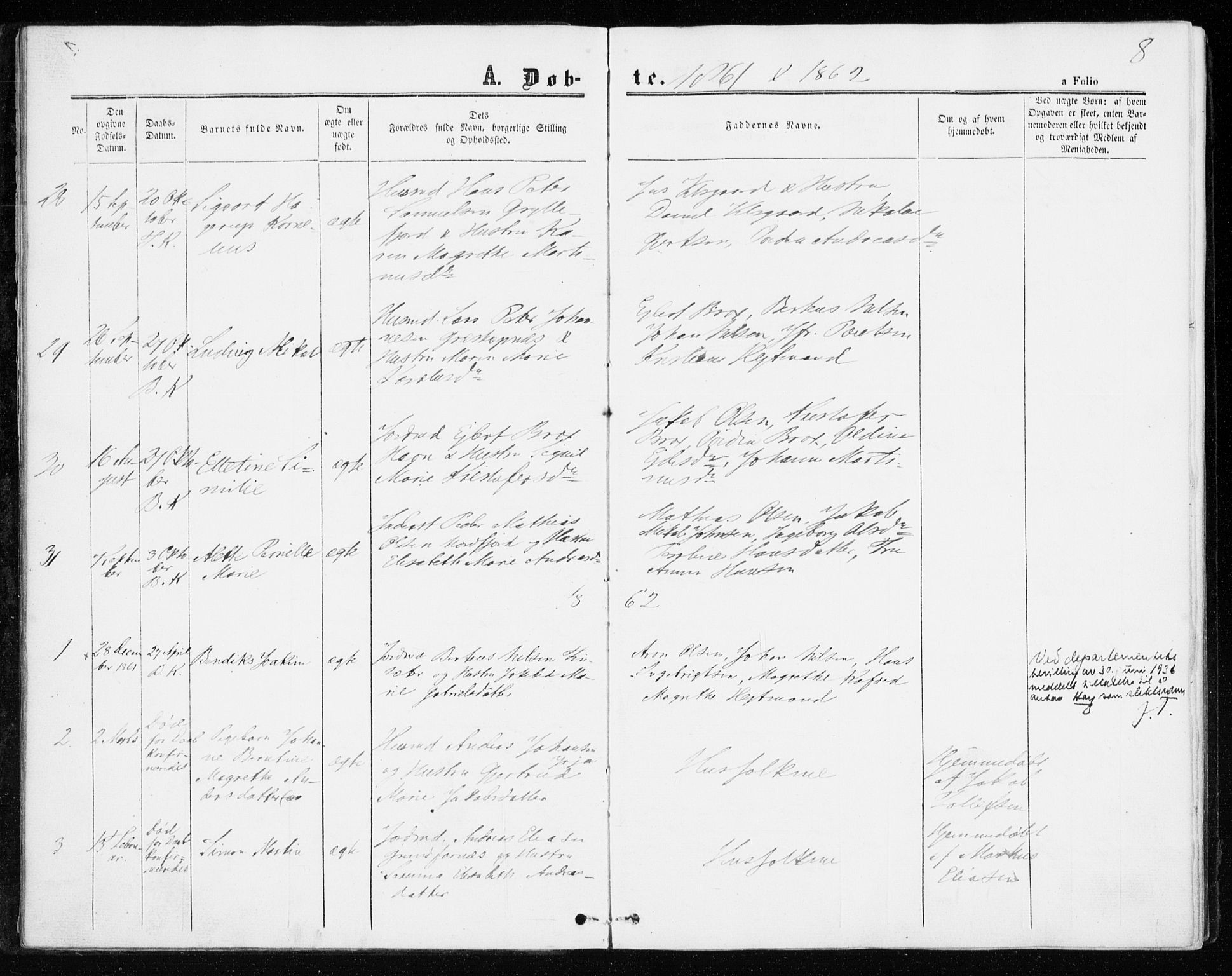 Berg sokneprestkontor, AV/SATØ-S-1318/G/Ga/Gaa/L0002kirke: Parish register (official) no. 2, 1860-1872, p. 8