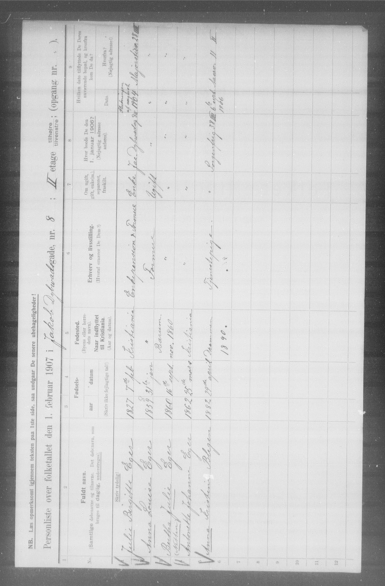 OBA, Municipal Census 1907 for Kristiania, 1907, p. 8943