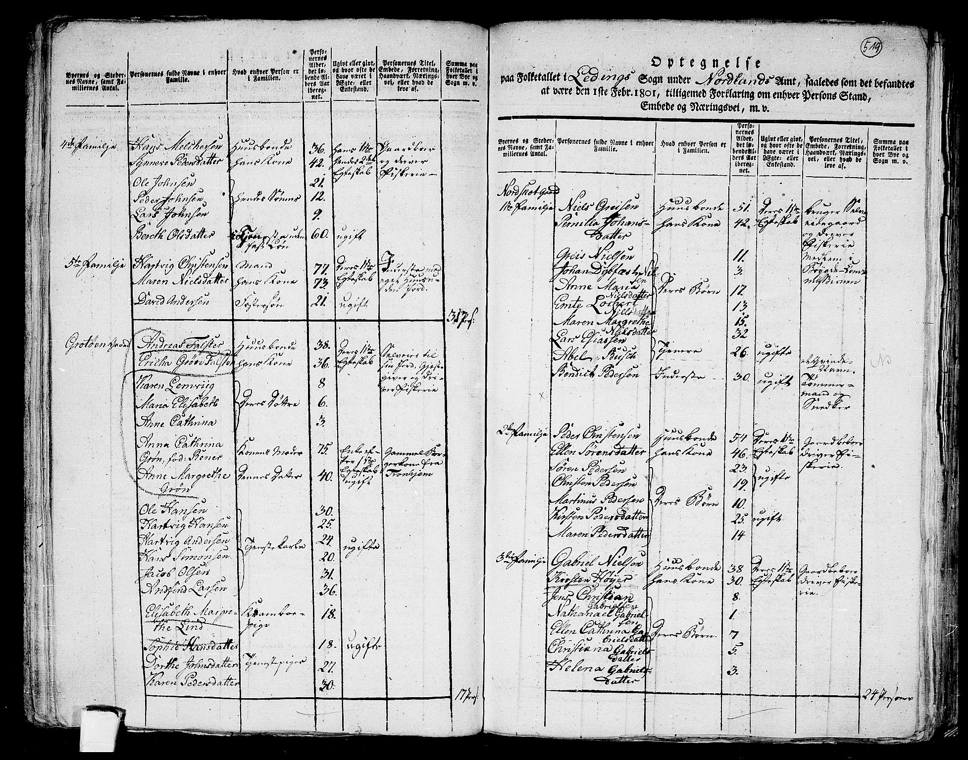 RA, 1801 census for 1848P Steigen, 1801, p. 518b-519a