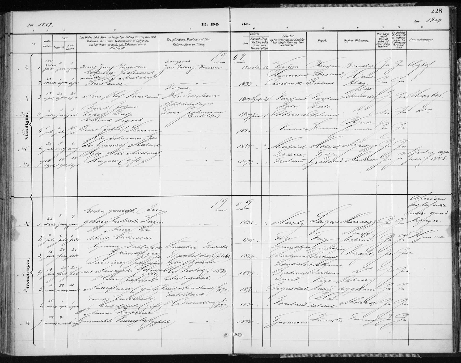 Vennesla sokneprestkontor, AV/SAK-1111-0045/Fa/Fab/L0005: Parish register (official) no. A 5, 1897-1909, p. 228