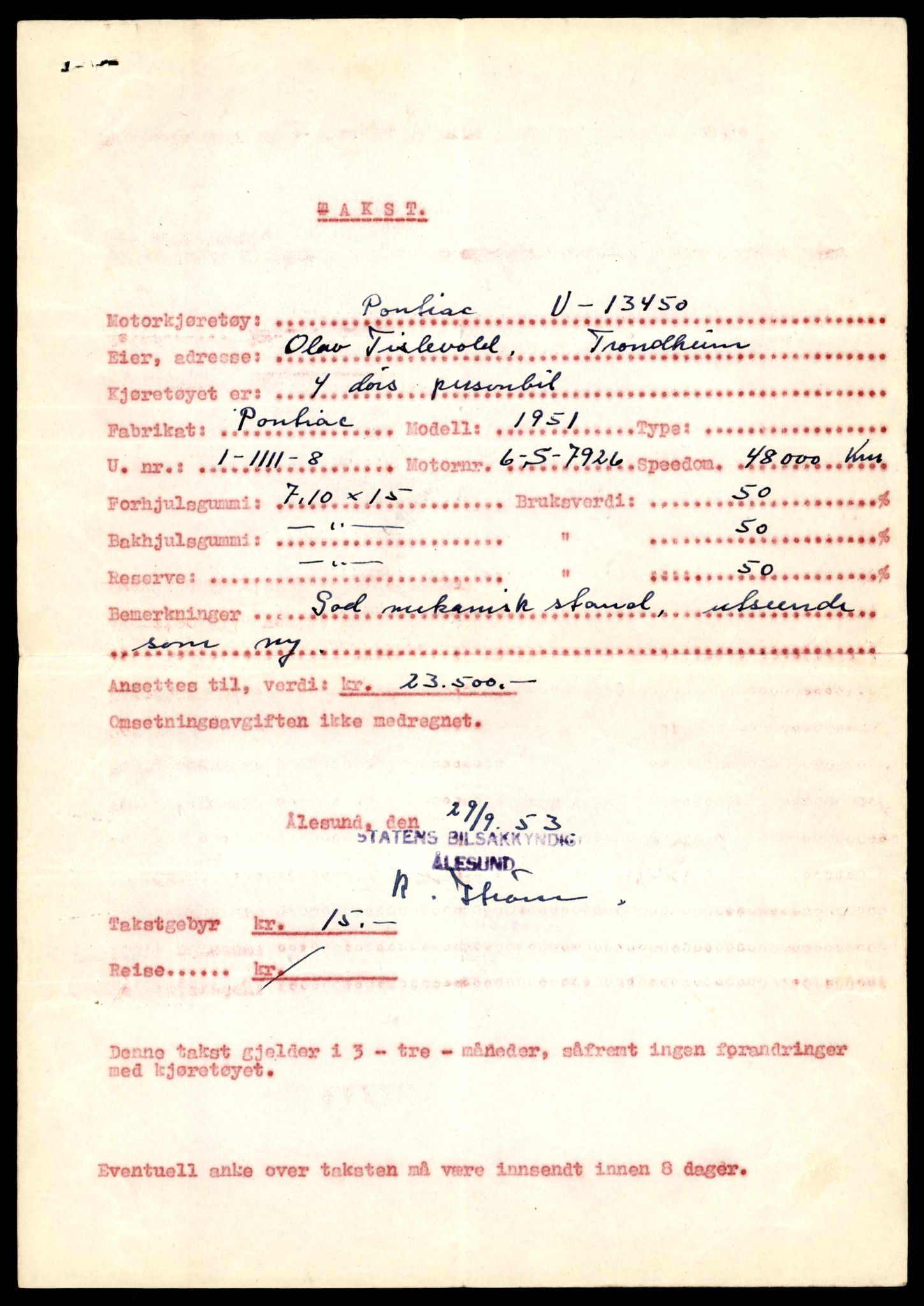 Møre og Romsdal vegkontor - Ålesund trafikkstasjon, SAT/A-4099/F/Fe/L0008: Registreringskort for kjøretøy T 747 - T 894, 1927-1998, p. 2556