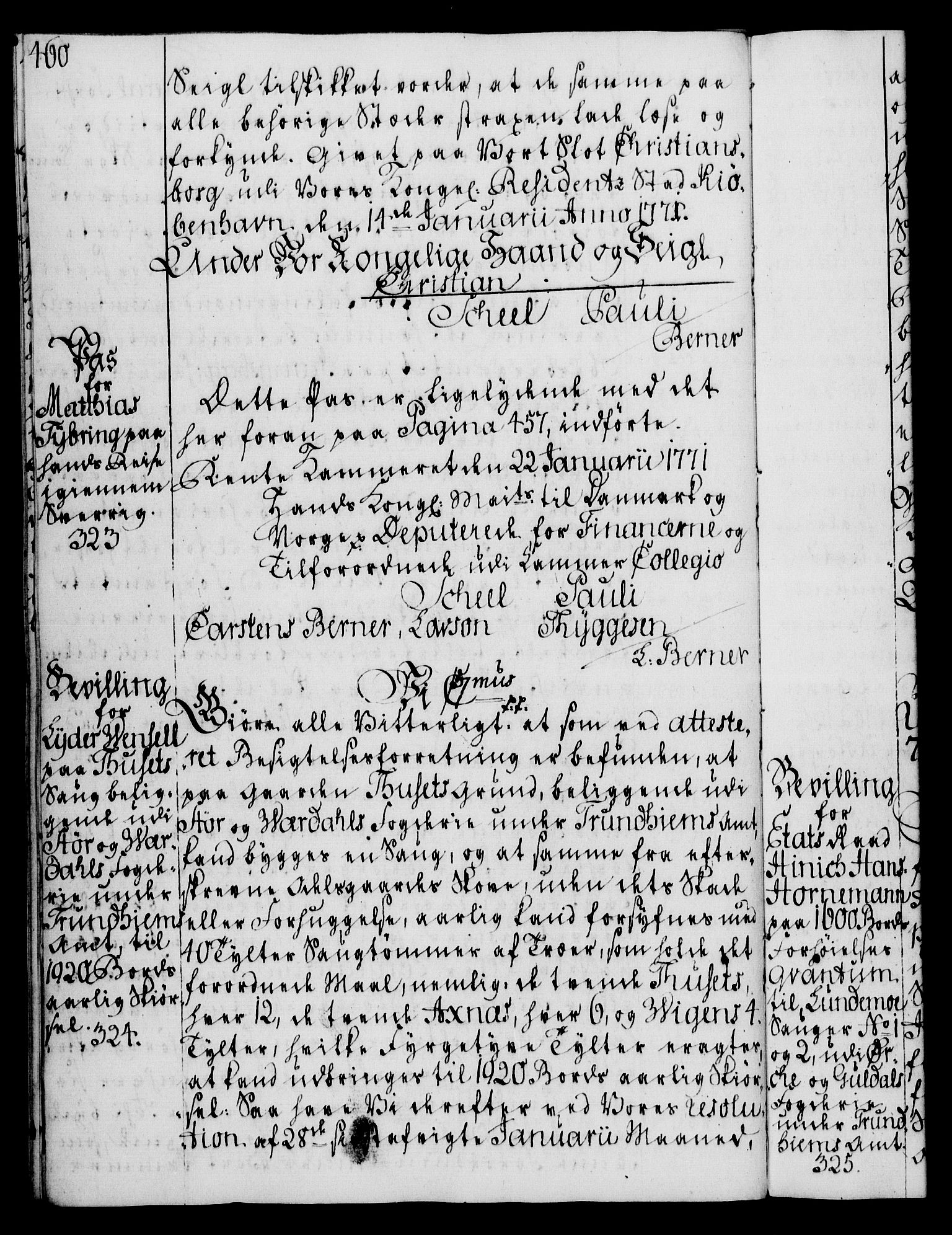Rentekammeret, Kammerkanselliet, RA/EA-3111/G/Gg/Gga/L0008: Norsk ekspedisjonsprotokoll med register (merket RK 53.8), 1768-1771, p. 460
