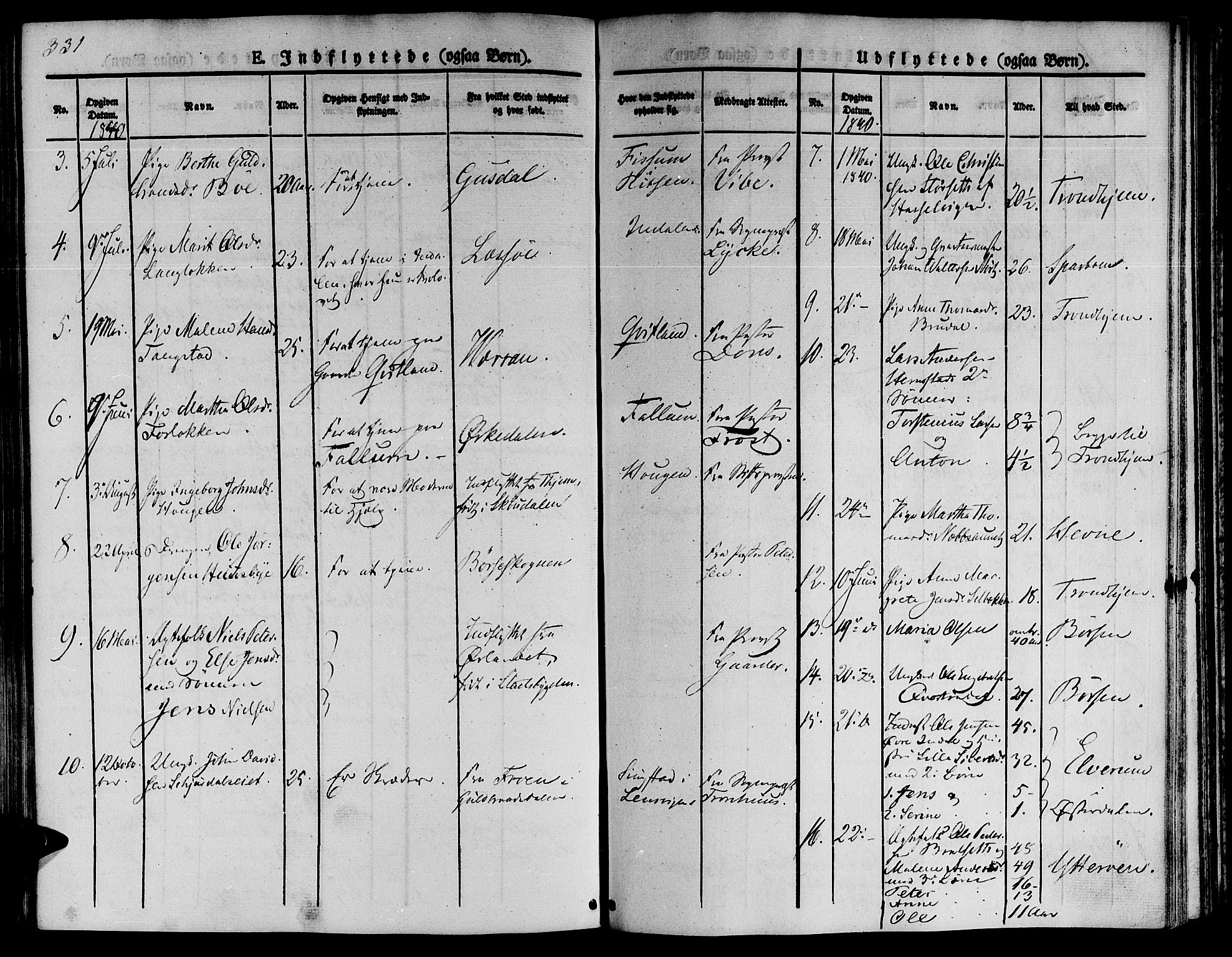 Ministerialprotokoller, klokkerbøker og fødselsregistre - Sør-Trøndelag, SAT/A-1456/646/L0610: Parish register (official) no. 646A08, 1837-1847, p. 331