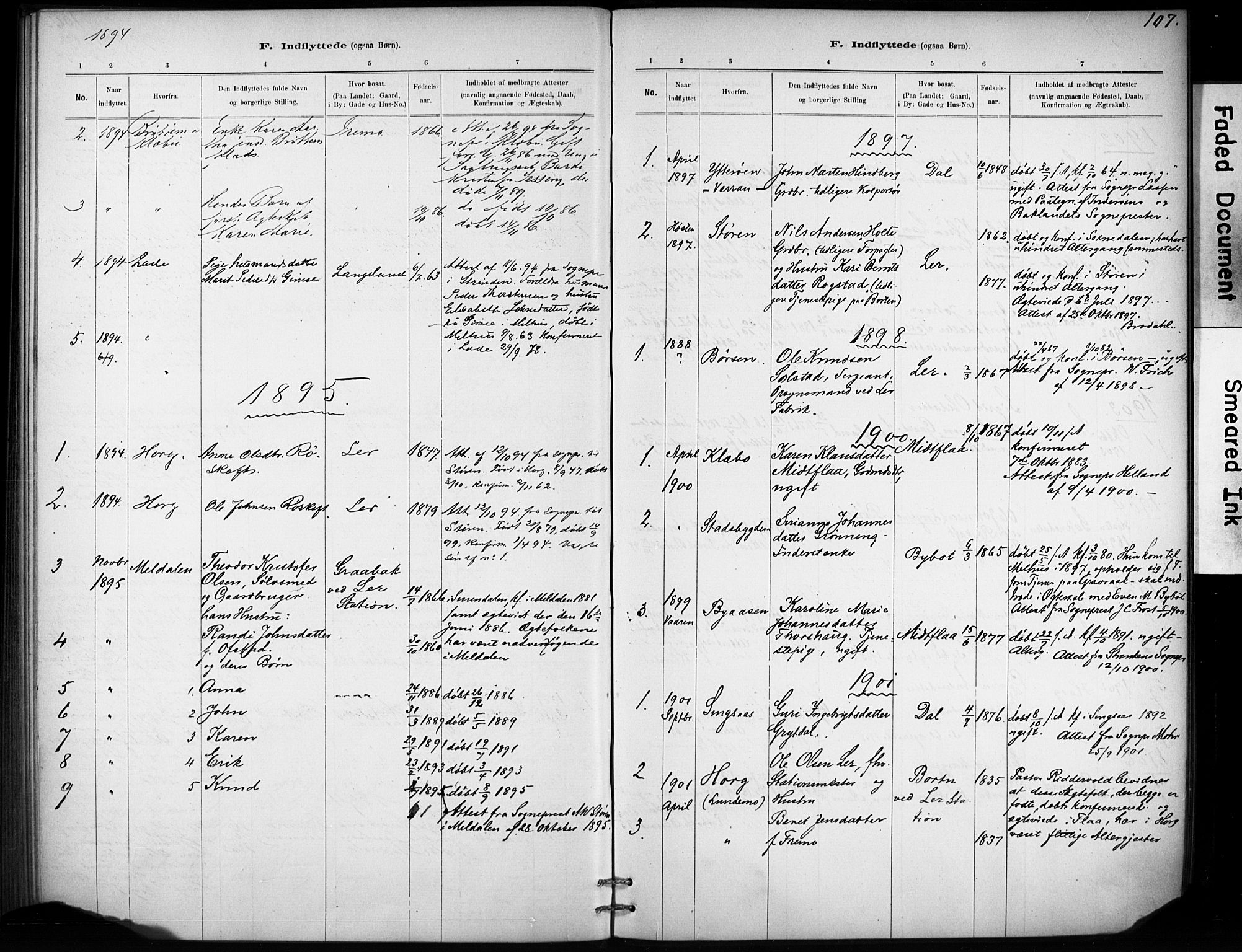 Ministerialprotokoller, klokkerbøker og fødselsregistre - Sør-Trøndelag, SAT/A-1456/693/L1119: Parish register (official) no. 693A01, 1887-1905, p. 107