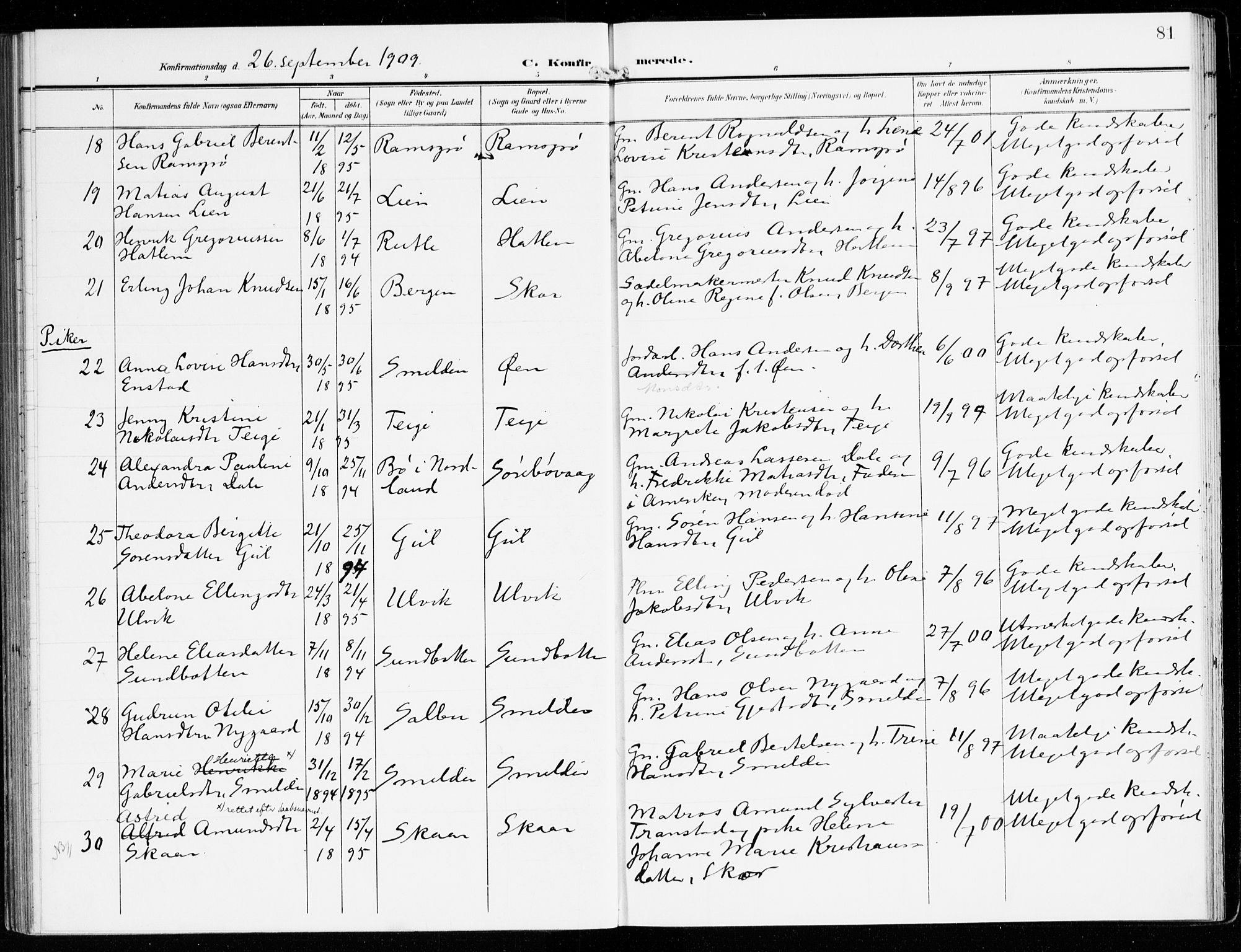 Hyllestad sokneprestembete, AV/SAB-A-80401: Parish register (official) no. D 2, 1905-1919, p. 81