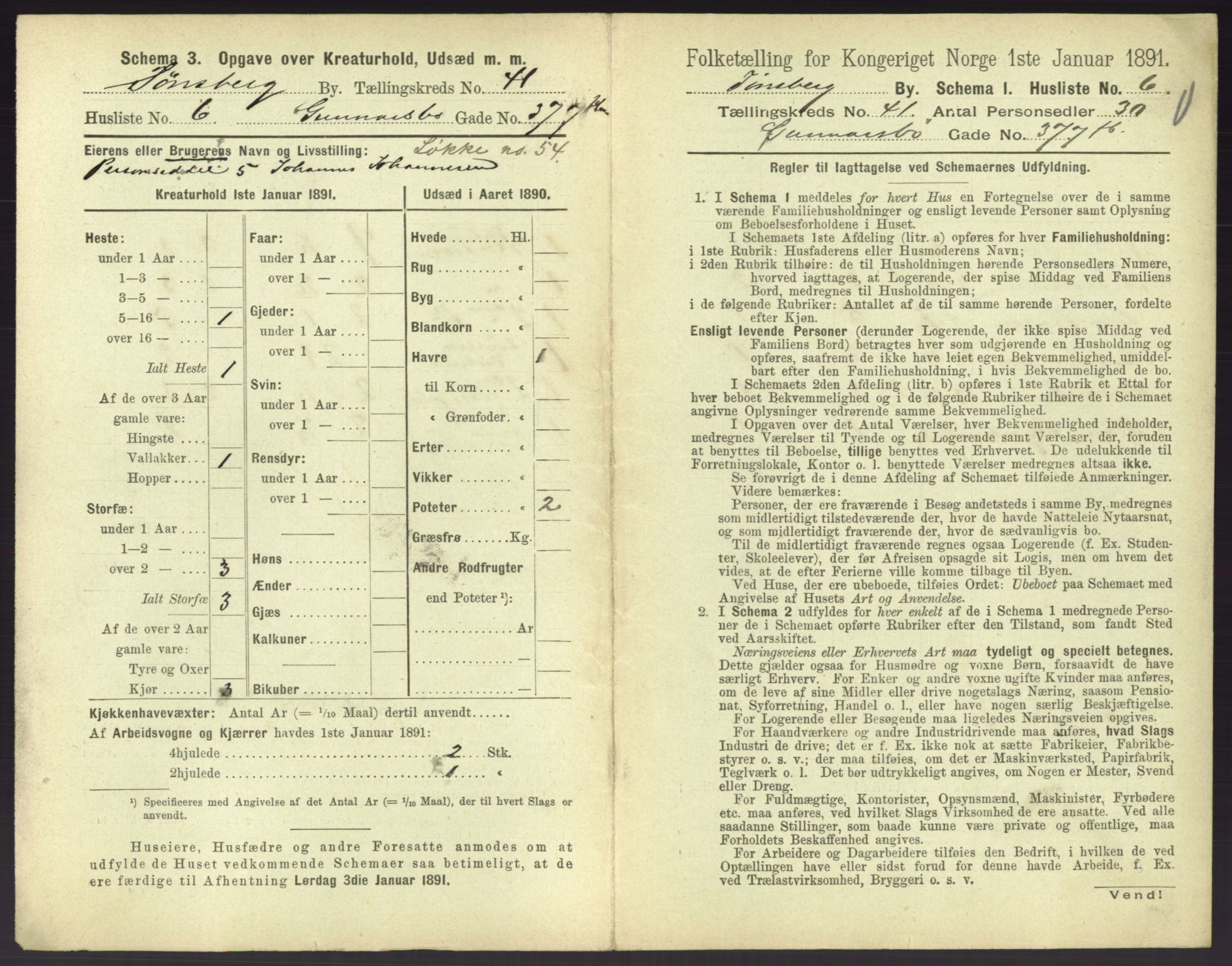 RA, 1891 census for 0705 Tønsberg, 1891, p. 1158