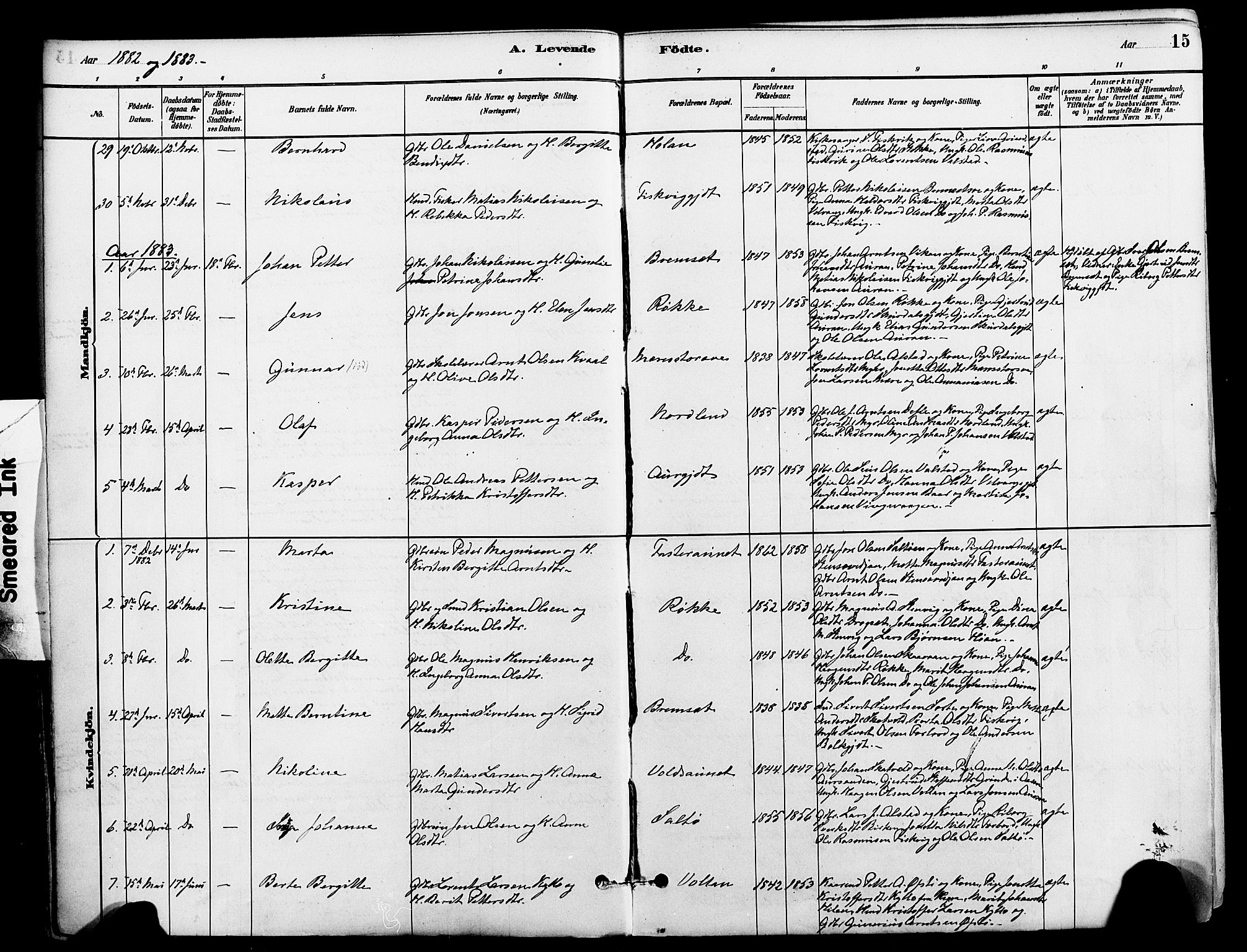 Ministerialprotokoller, klokkerbøker og fødselsregistre - Nord-Trøndelag, SAT/A-1458/712/L0100: Parish register (official) no. 712A01, 1880-1900, p. 15