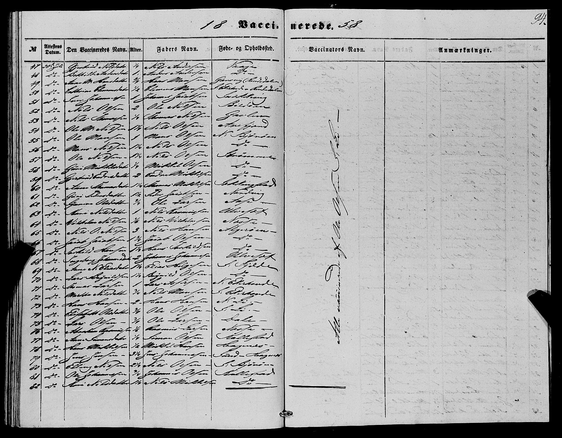 Fjell sokneprestembete, SAB/A-75301/H/Haa: Parish register (official) no. A 4, 1851-1870, p. 94