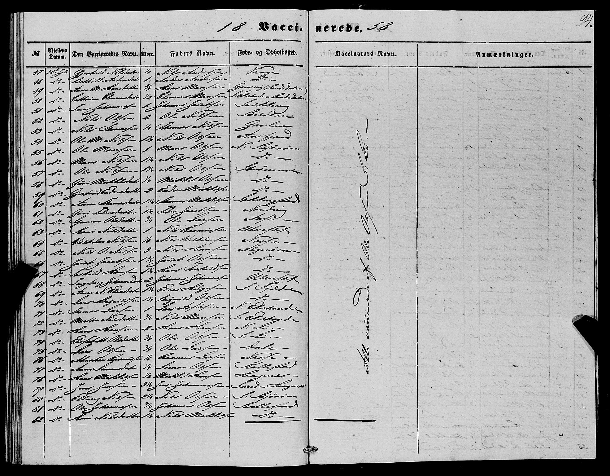 Fjell sokneprestembete, AV/SAB-A-75301/H/Haa: Parish register (official) no. A 4, 1851-1870, p. 94