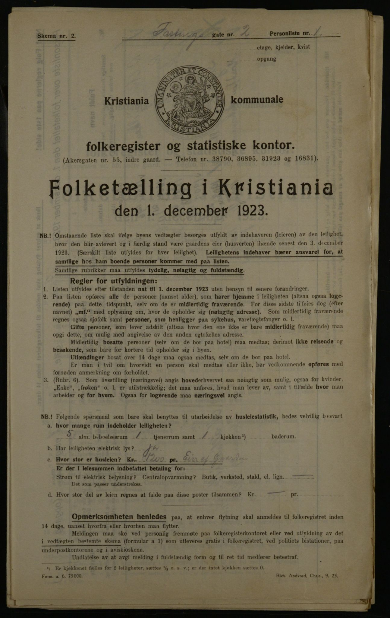 OBA, Municipal Census 1923 for Kristiania, 1923, p. 26514