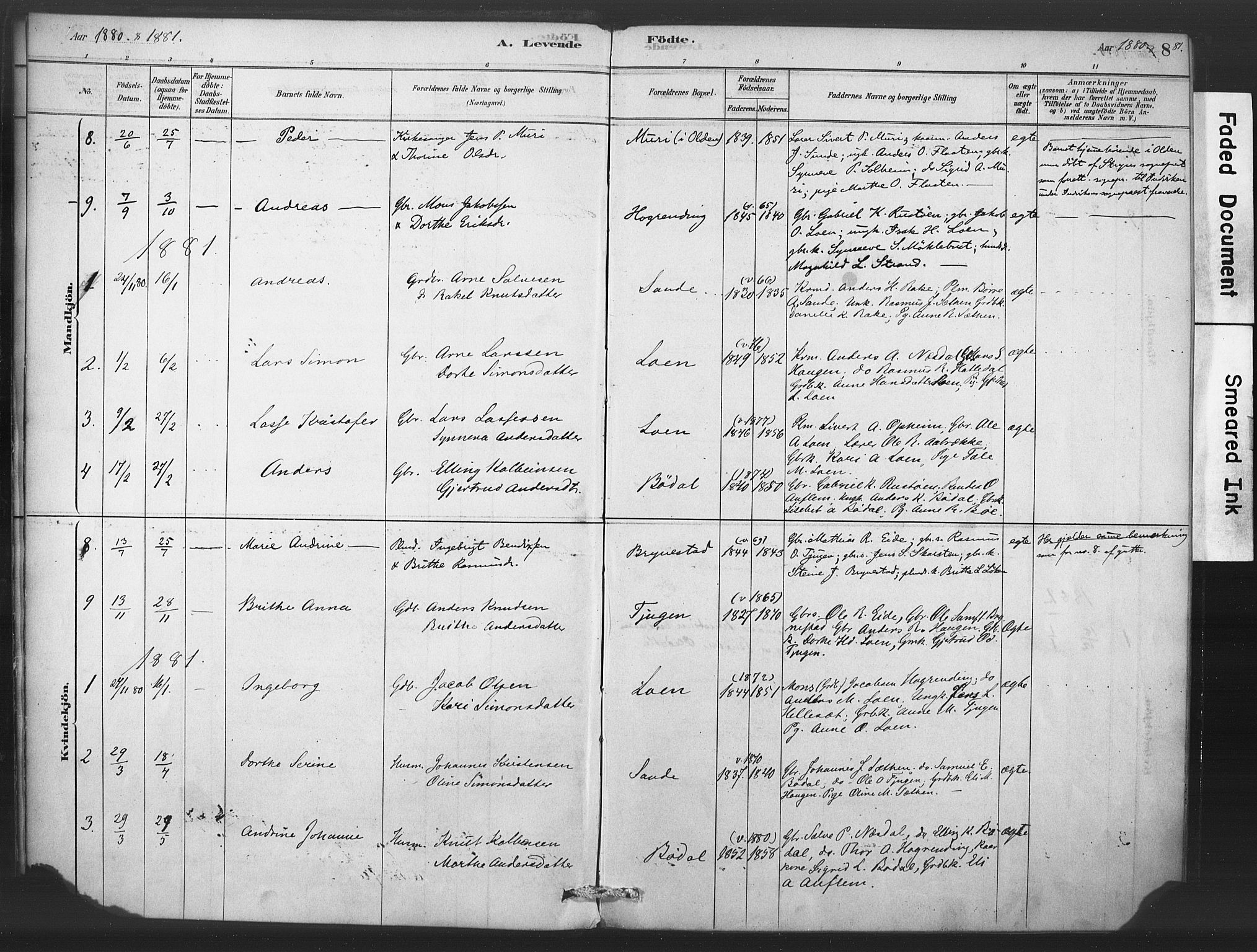 Stryn Sokneprestembete, SAB/A-82501: Parish register (official) no. C 1, 1878-1907, p. 8