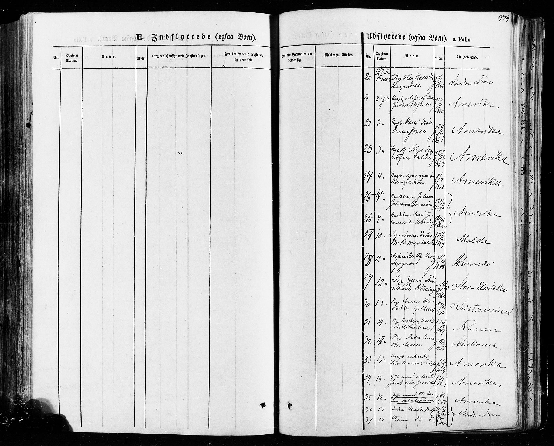 Vågå prestekontor, SAH/PREST-076/H/Ha/Haa/L0007: Parish register (official) no. 7 /1, 1872-1886, p. 474