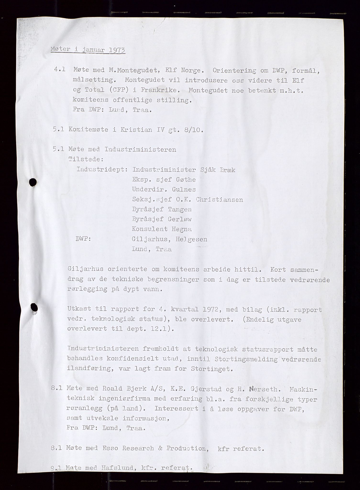 Industridepartementet, Oljekontoret, AV/SAST-A-101348/Di/L0001: DWP, møter juni - november, komiteemøter nr. 19 - 26, 1973-1974, p. 504