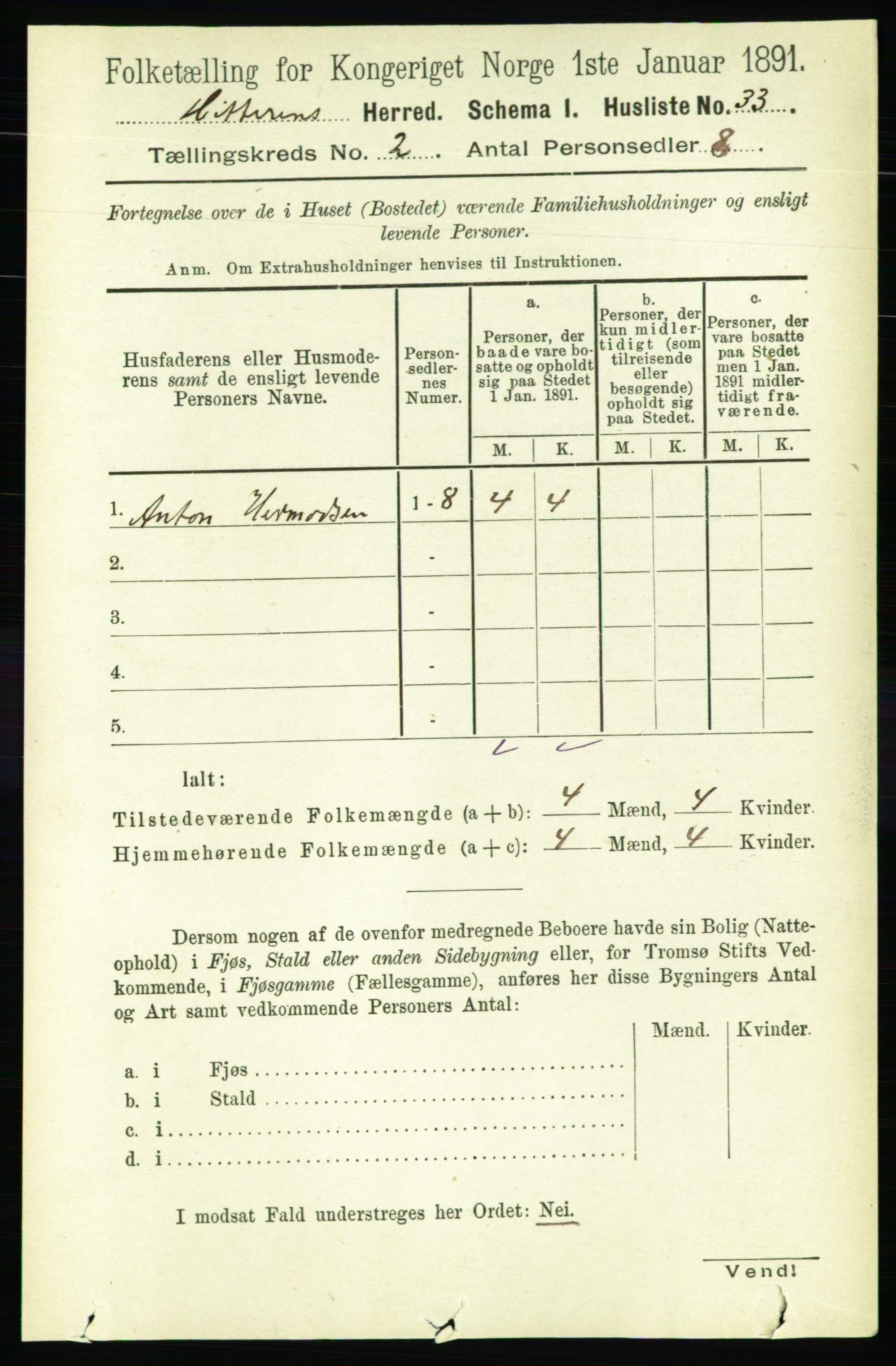 RA, 1891 census for 1617 Hitra, 1891, p. 218