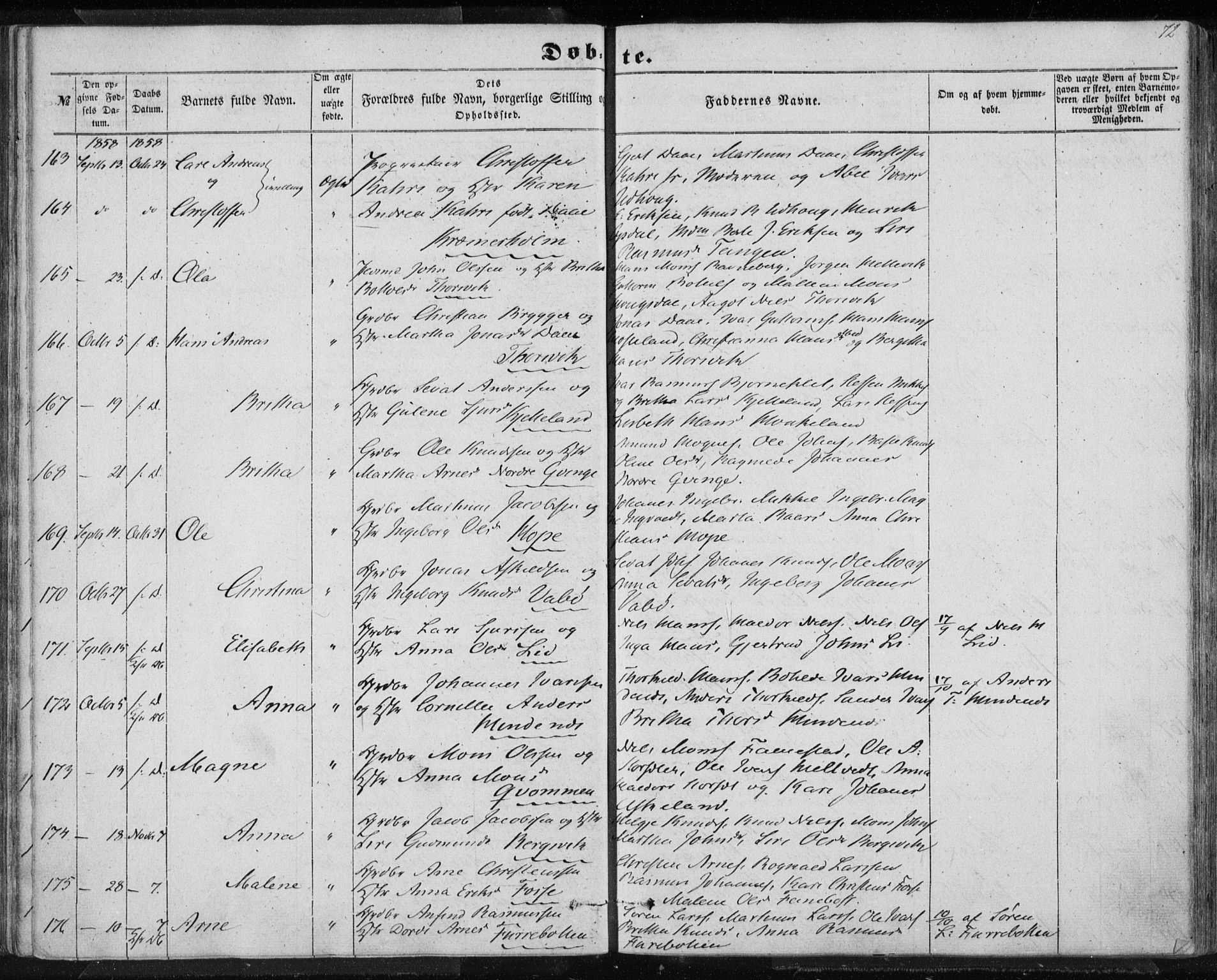 Lindås Sokneprestembete, AV/SAB-A-76701/H/Haa/Haaa/L0011: Parish register (official) no. A 11, 1854-1869, p. 72