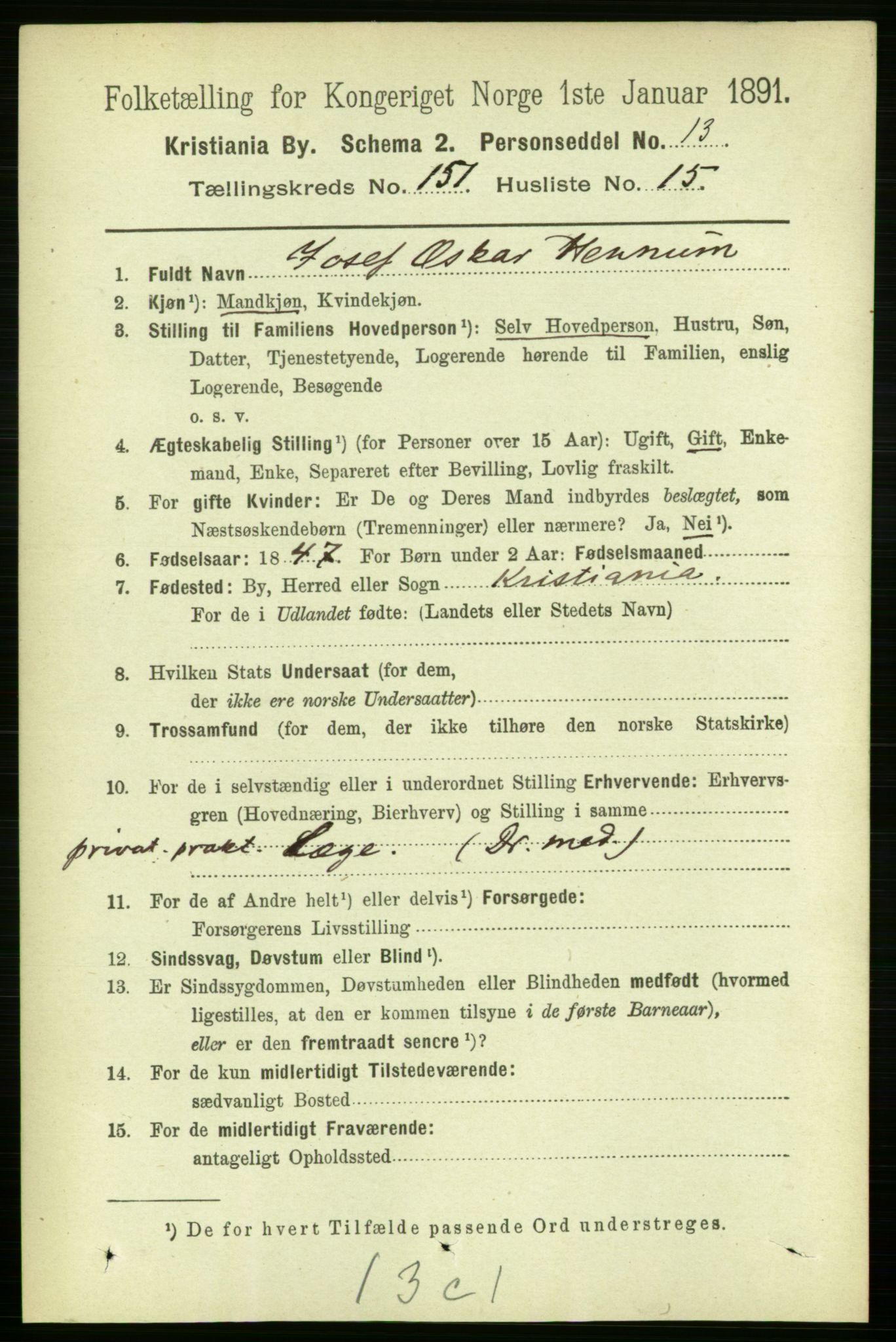 RA, 1891 census for 0301 Kristiania, 1891, p. 84725