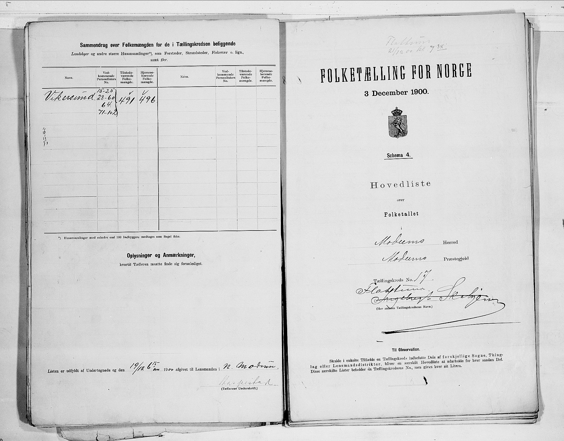 RA, 1900 census for Modum, 1900, p. 42