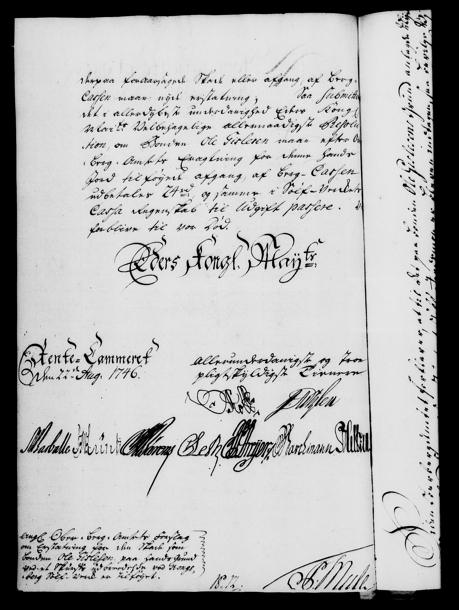Rentekammeret, Kammerkanselliet, RA/EA-3111/G/Gf/Gfa/L0029: Norsk relasjons- og resolusjonsprotokoll (merket RK 52.29), 1746-1747, p. 65