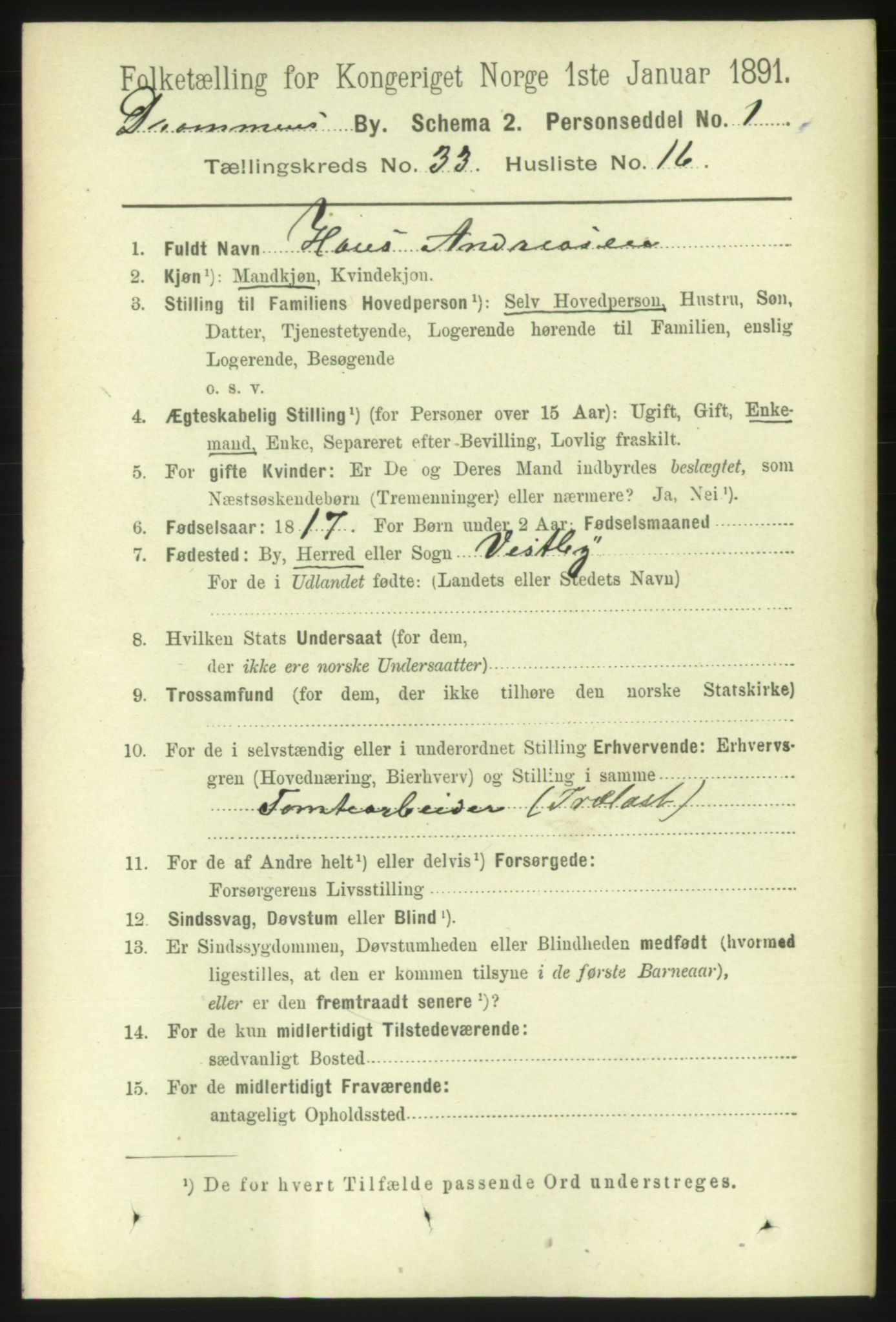 RA, 1891 census for 0602 Drammen, 1891, p. 20167