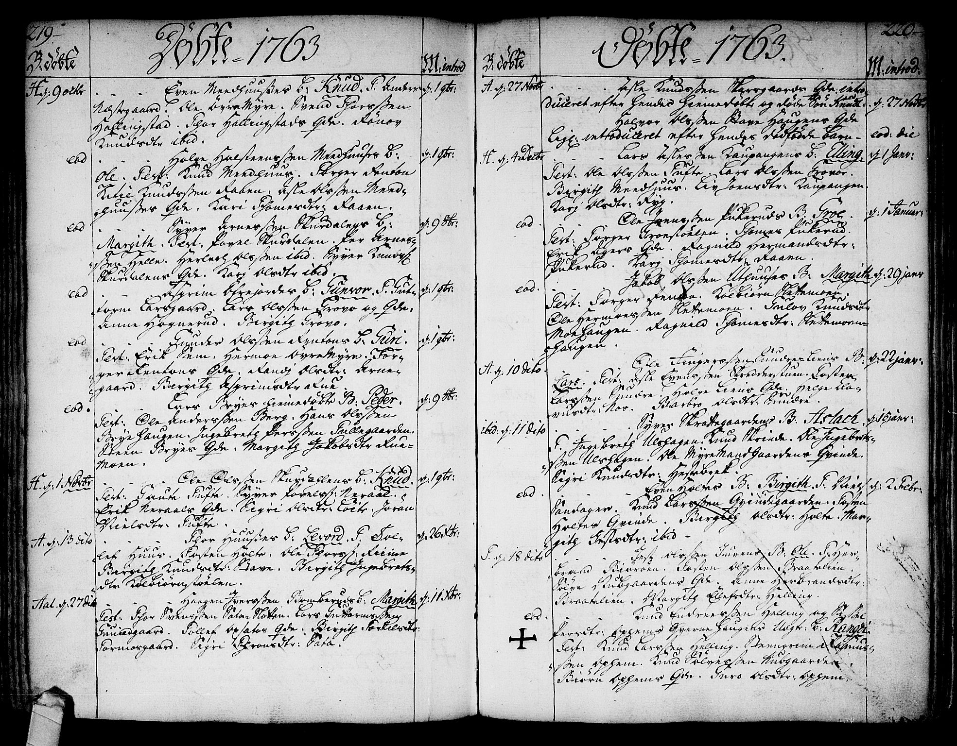 Ål kirkebøker, SAKO/A-249/F/Fa/L0001: Parish register (official) no. I 1, 1744-1769, p. 219-220