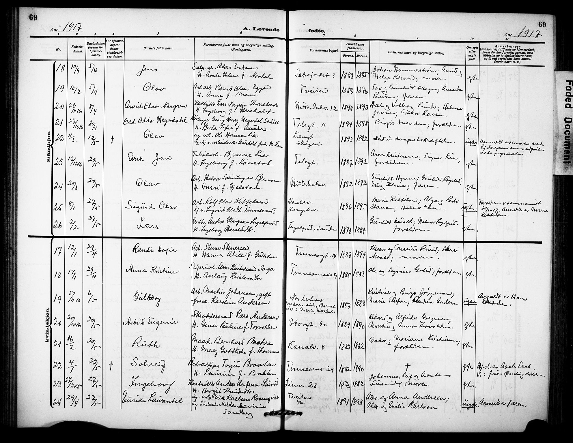 Notodden kirkebøker, AV/SAKO-A-290/G/Ga/L0001: Parish register (copy) no. 1, 1912-1923, p. 69