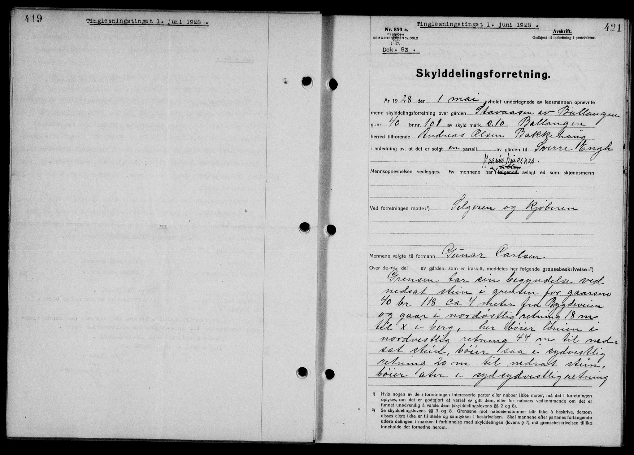 Steigen og Ofoten sorenskriveri, SAT/A-0030/1/2/2C/L0015/0002: Mortgage book no. 16 og 17-I, 1927-1928, Deed date: 01.06.1928