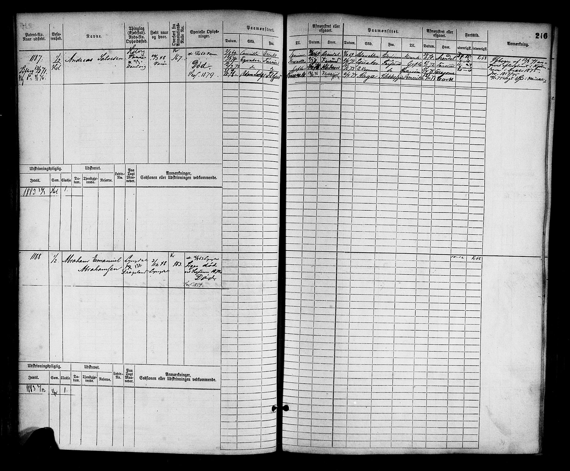 Farsund mønstringskrets, AV/SAK-2031-0017/F/Fb/L0002: Hovedrulle nr 759-1508, M-5, 1868-1900, p. 218