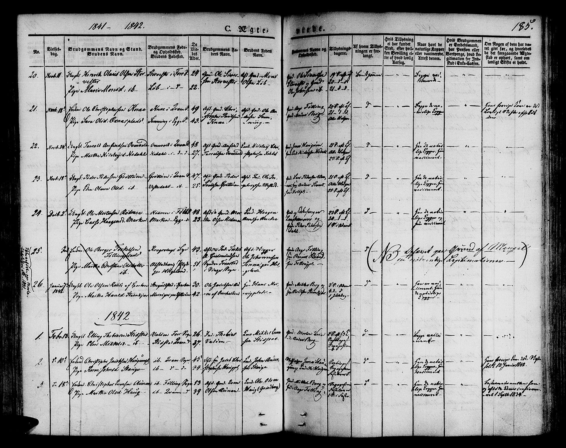 Ministerialprotokoller, klokkerbøker og fødselsregistre - Nord-Trøndelag, SAT/A-1458/746/L0445: Parish register (official) no. 746A04, 1826-1846, p. 185