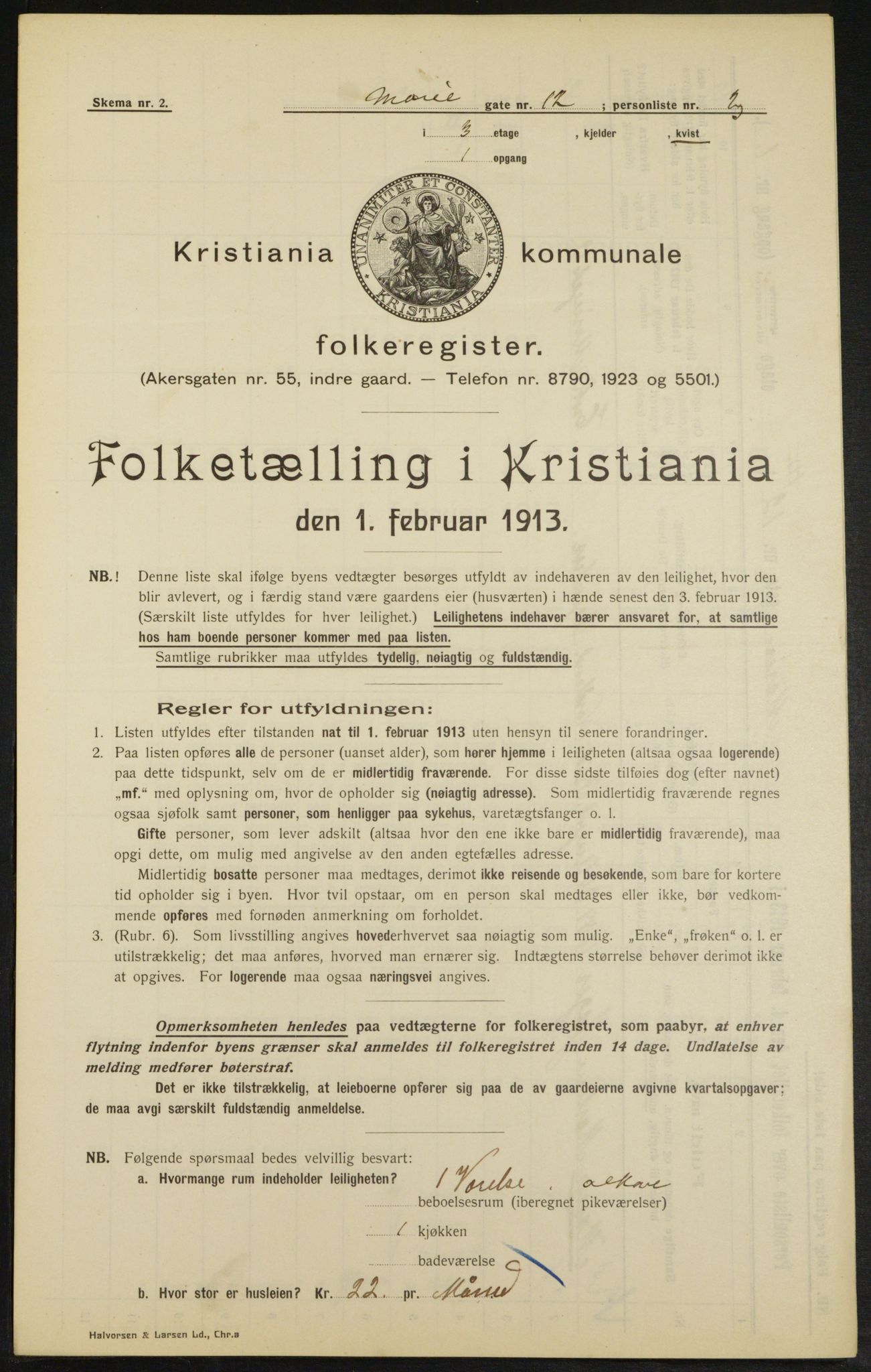 OBA, Municipal Census 1913 for Kristiania, 1913, p. 62756