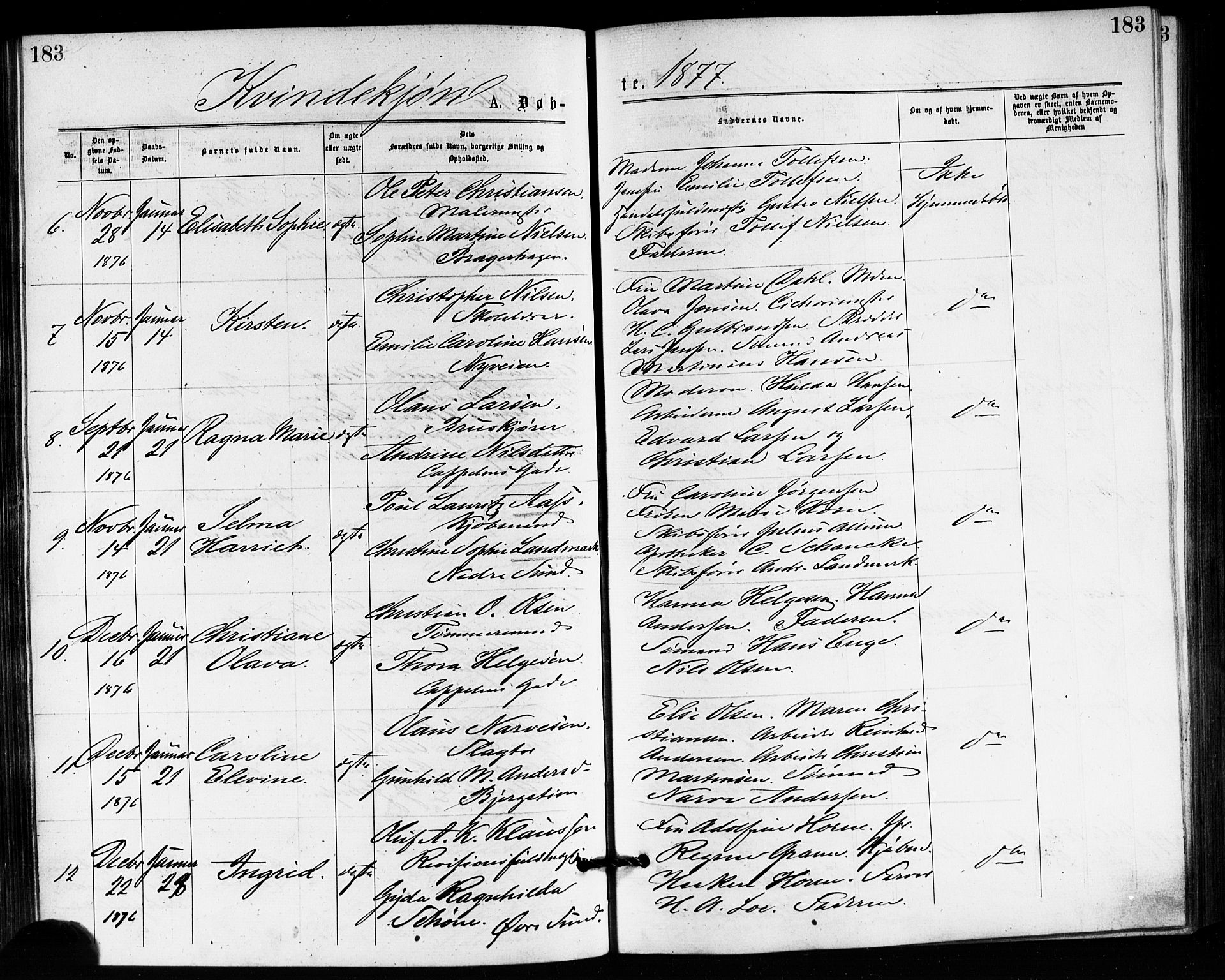 Bragernes kirkebøker, AV/SAKO-A-6/F/Fb/L0005: Parish register (official) no. II 5, 1875-1877, p. 183