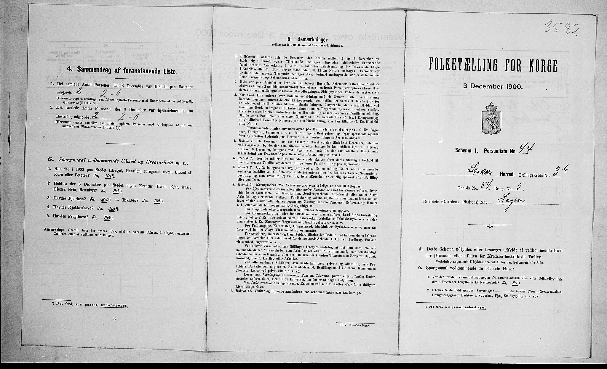 RA, 1900 census for Stokke, 1900, p. 766