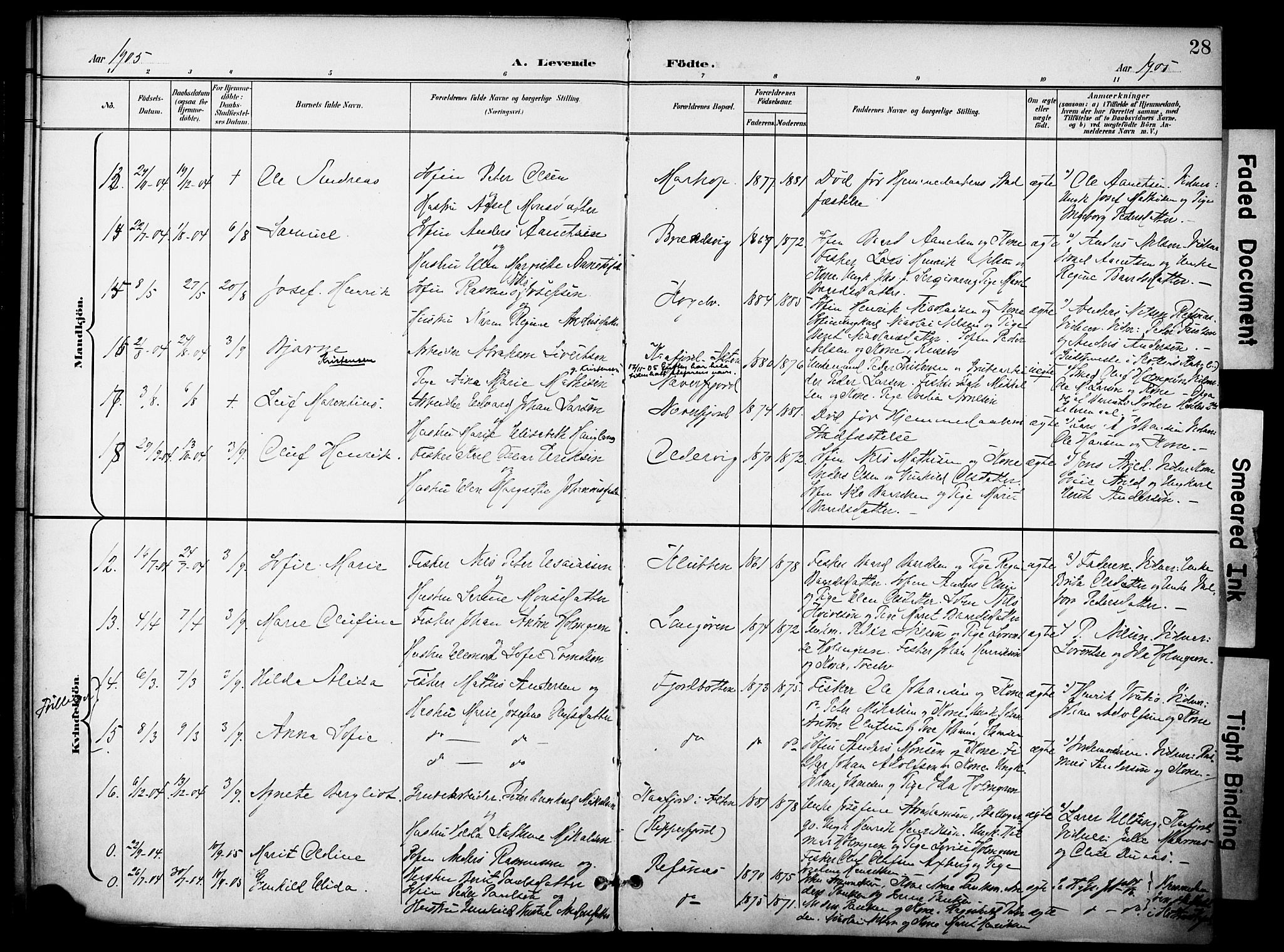 Hammerfest sokneprestkontor, SATØ/S-1347/H/Ha/L0012.kirke: Parish register (official) no. 12, 1898-1908, p. 28