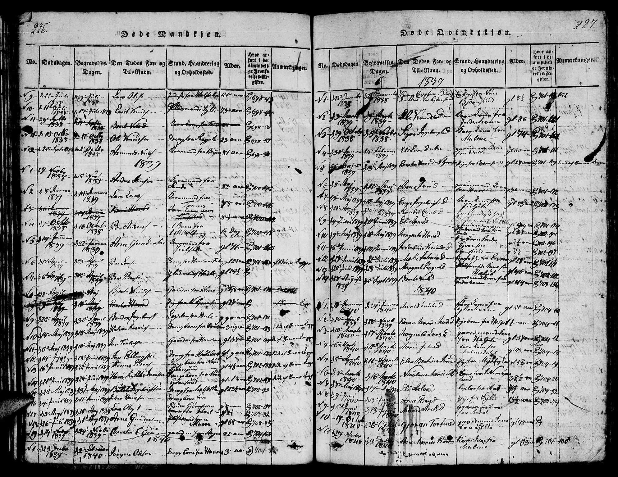 Ministerialprotokoller, klokkerbøker og fødselsregistre - Møre og Romsdal, AV/SAT-A-1454/565/L0752: Parish register (copy) no. 565C01, 1817-1844, p. 226-227