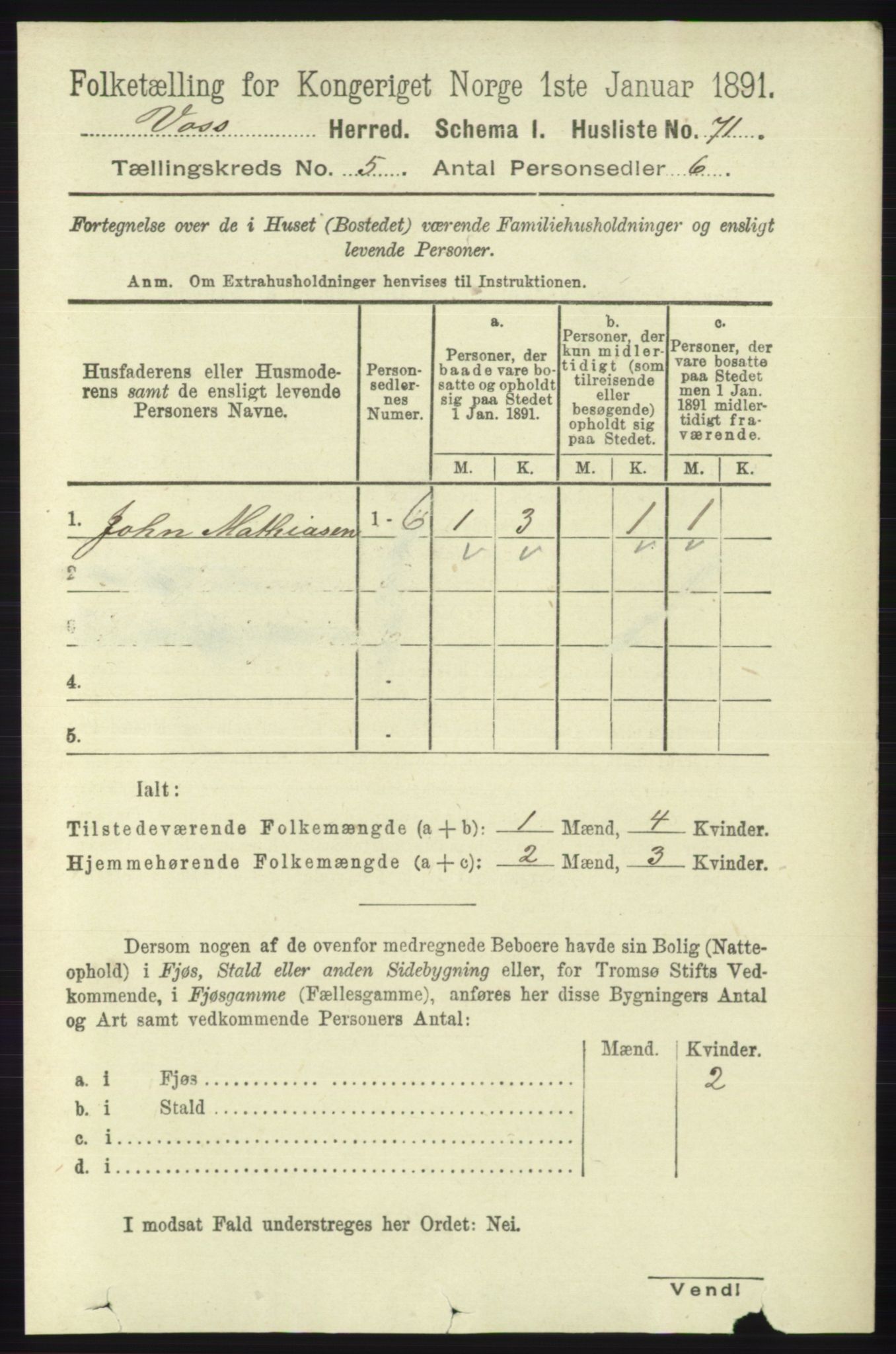 RA, 1891 census for 1235 Voss, 1891, p. 2683