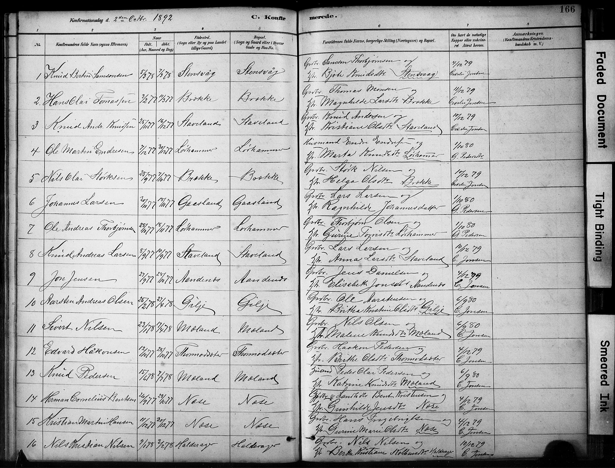 Finnås sokneprestembete, SAB/A-99925/H/Ha/Hab/Habb/L0003: Parish register (copy) no. B 3, 1882-1897, p. 166