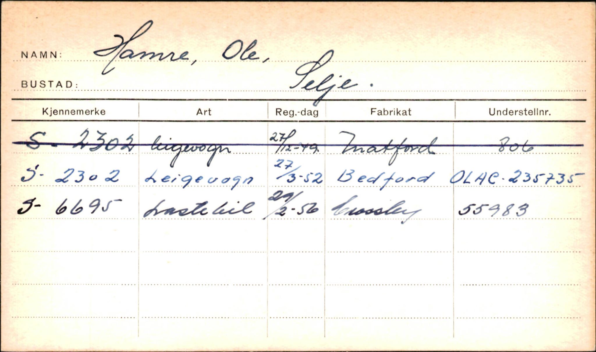 Statens vegvesen, Sogn og Fjordane vegkontor, AV/SAB-A-5301/4/F/L0001A: Eigarregister Fjordane til 1.6.1961, 1930-1961, p. 105