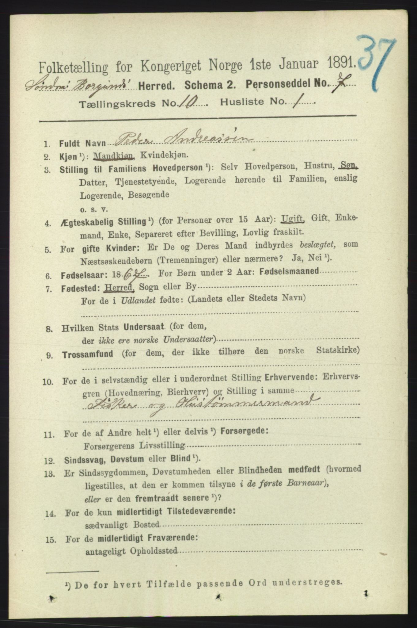 RA, 1891 census for 1531 Borgund, 1891, p. 2631