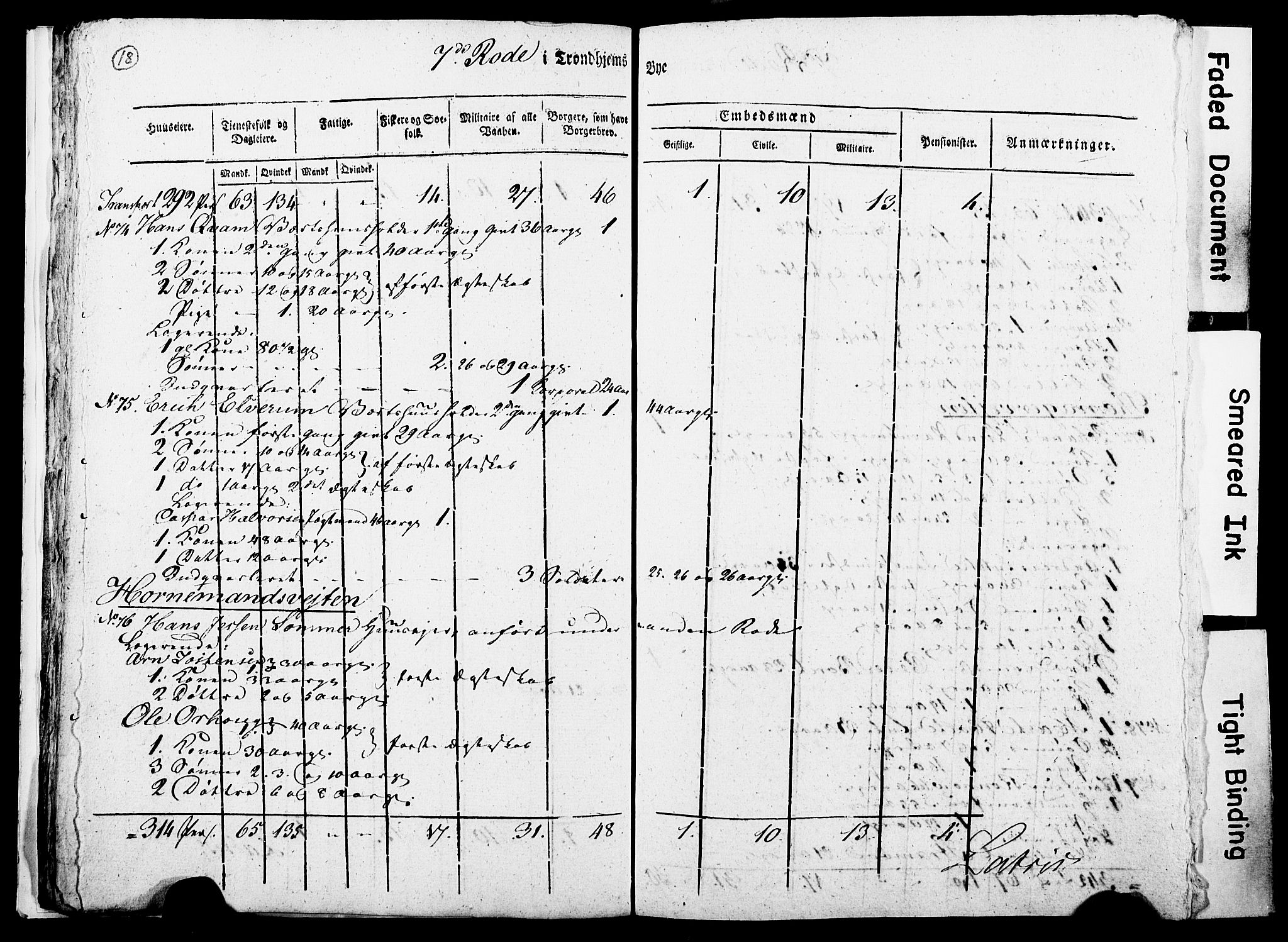 RA, Census 1815 for Trondheim, 1815, p. 219