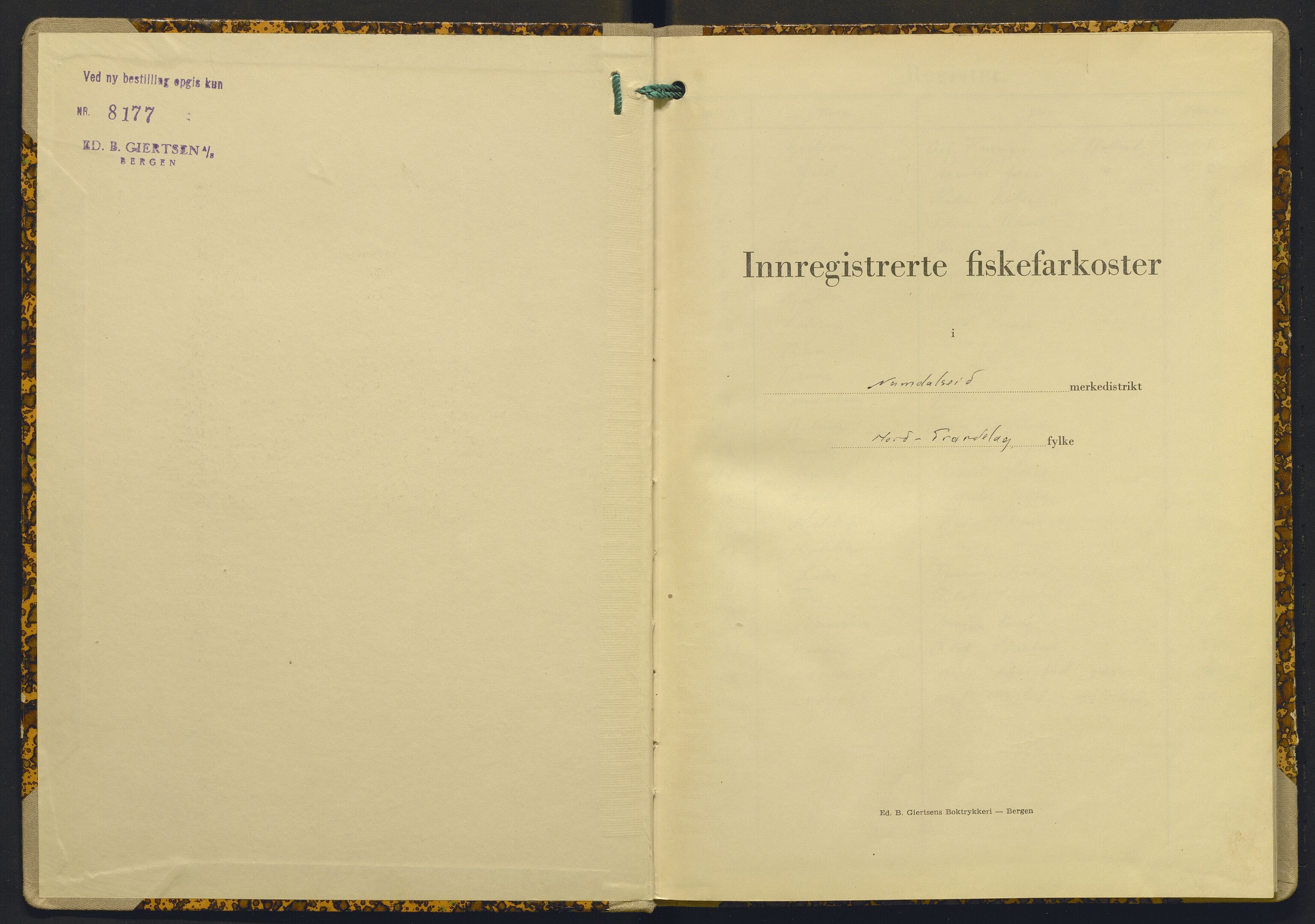 Fiskeridirektoratet - 1 Adm. ledelse - 13 Båtkontoret, SAB/A-2003/I/Ia/Iad/L0030: 135.0416/1 Merkeprotokoll - Namdalseid, 1963-1967