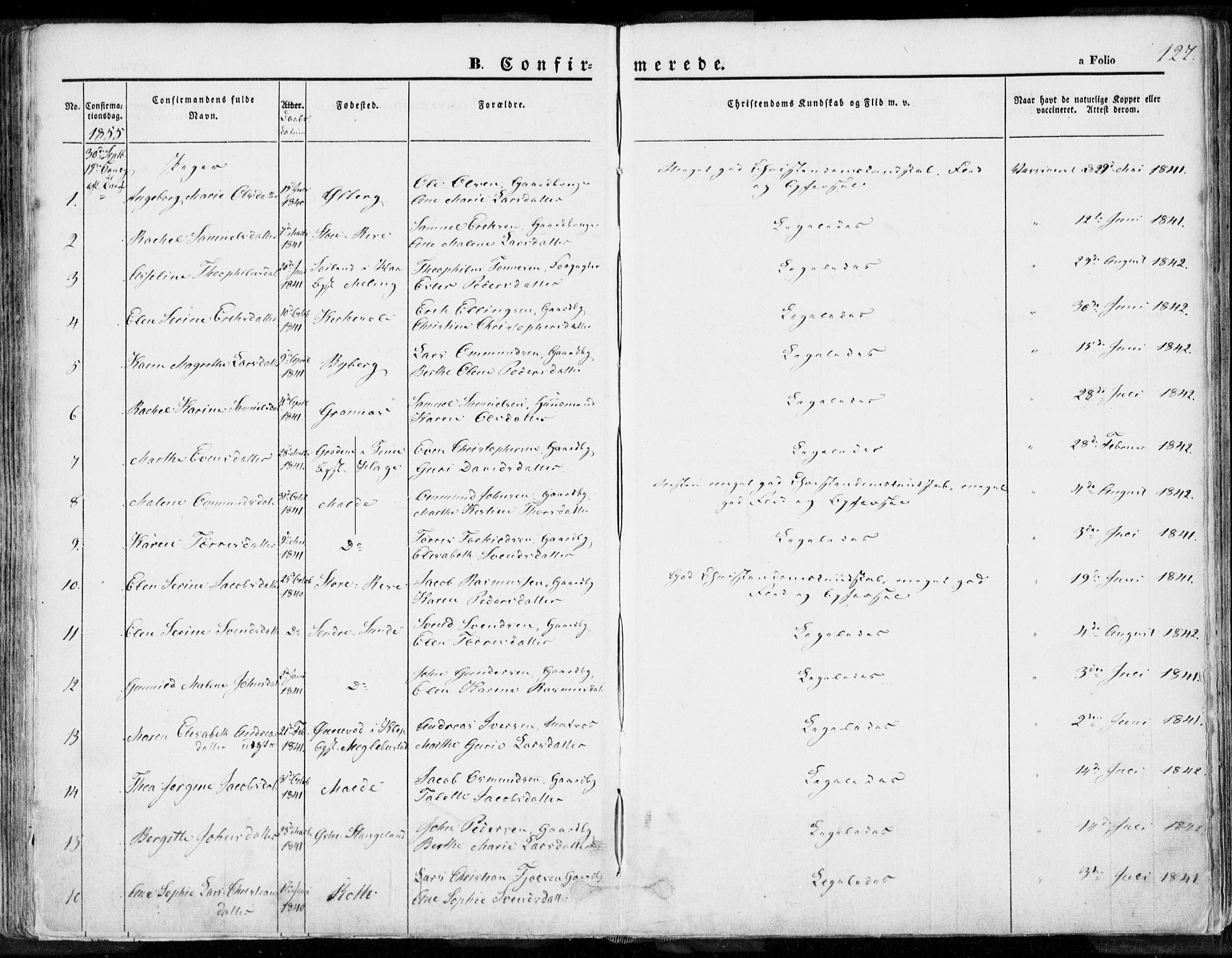 Håland sokneprestkontor, SAST/A-101802/001/30BA/L0007: Parish register (official) no. A 7.1, 1854-1870, p. 127