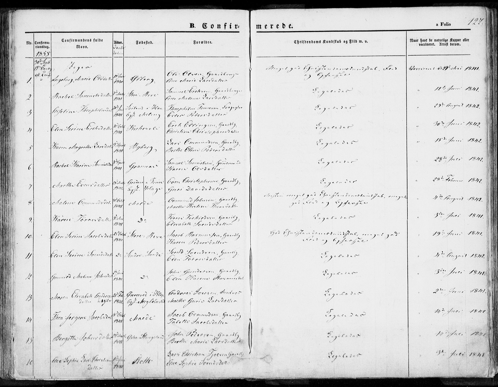 Håland sokneprestkontor, AV/SAST-A-101802/001/30BA/L0007: Parish register (official) no. A 7.1, 1854-1870, p. 127