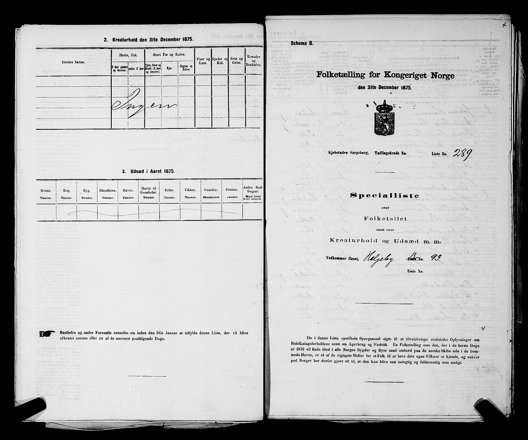 RA, 1875 census for 0102P Sarpsborg, 1875, p. 667