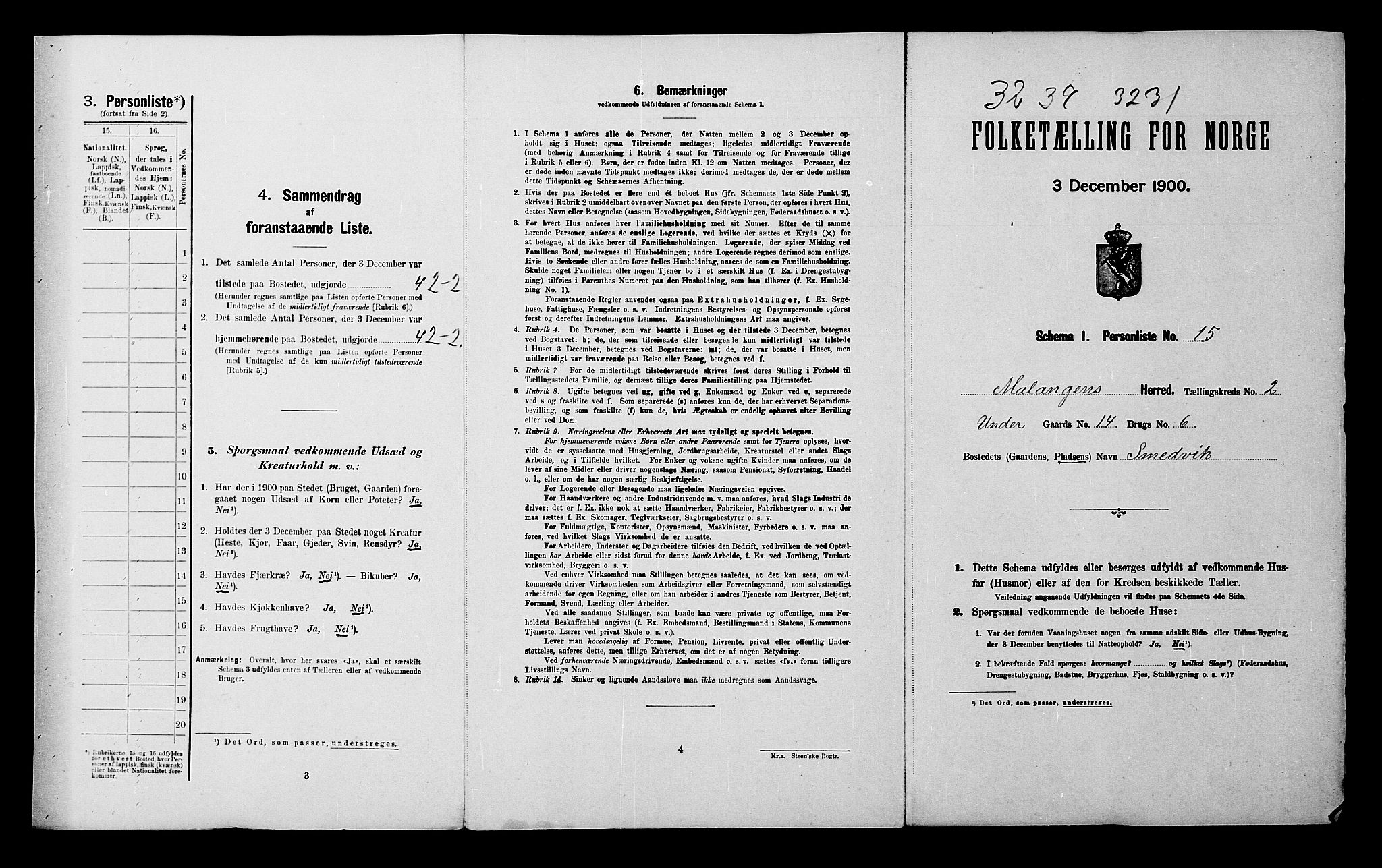 SATØ, 1900 census for Malangen, 1900, p. 24