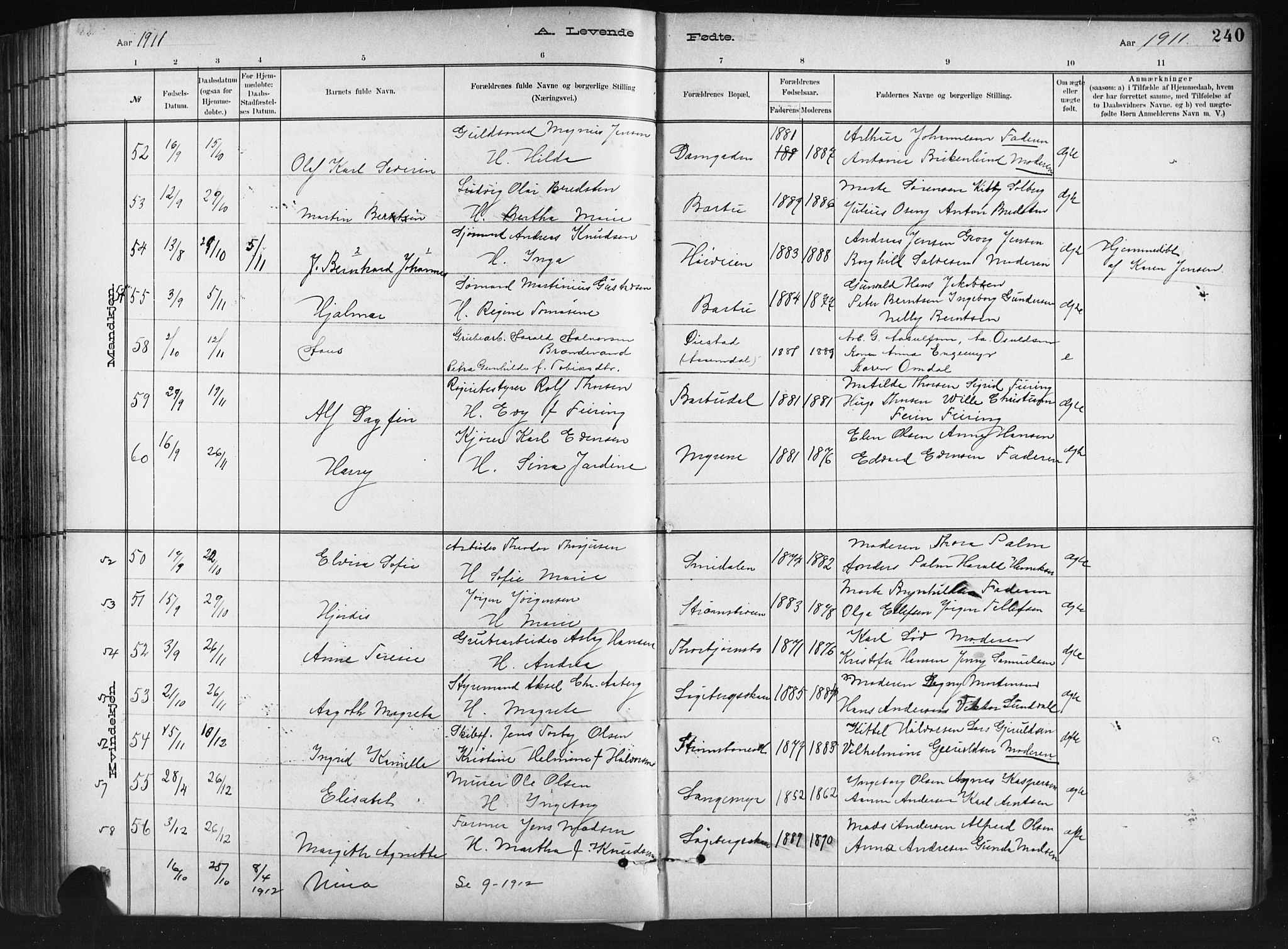 Barbu sokneprestkontor, AV/SAK-1111-0003/F/Fb/L0002: Parish register (copy) no. B 2, 1890-1922, p. 240