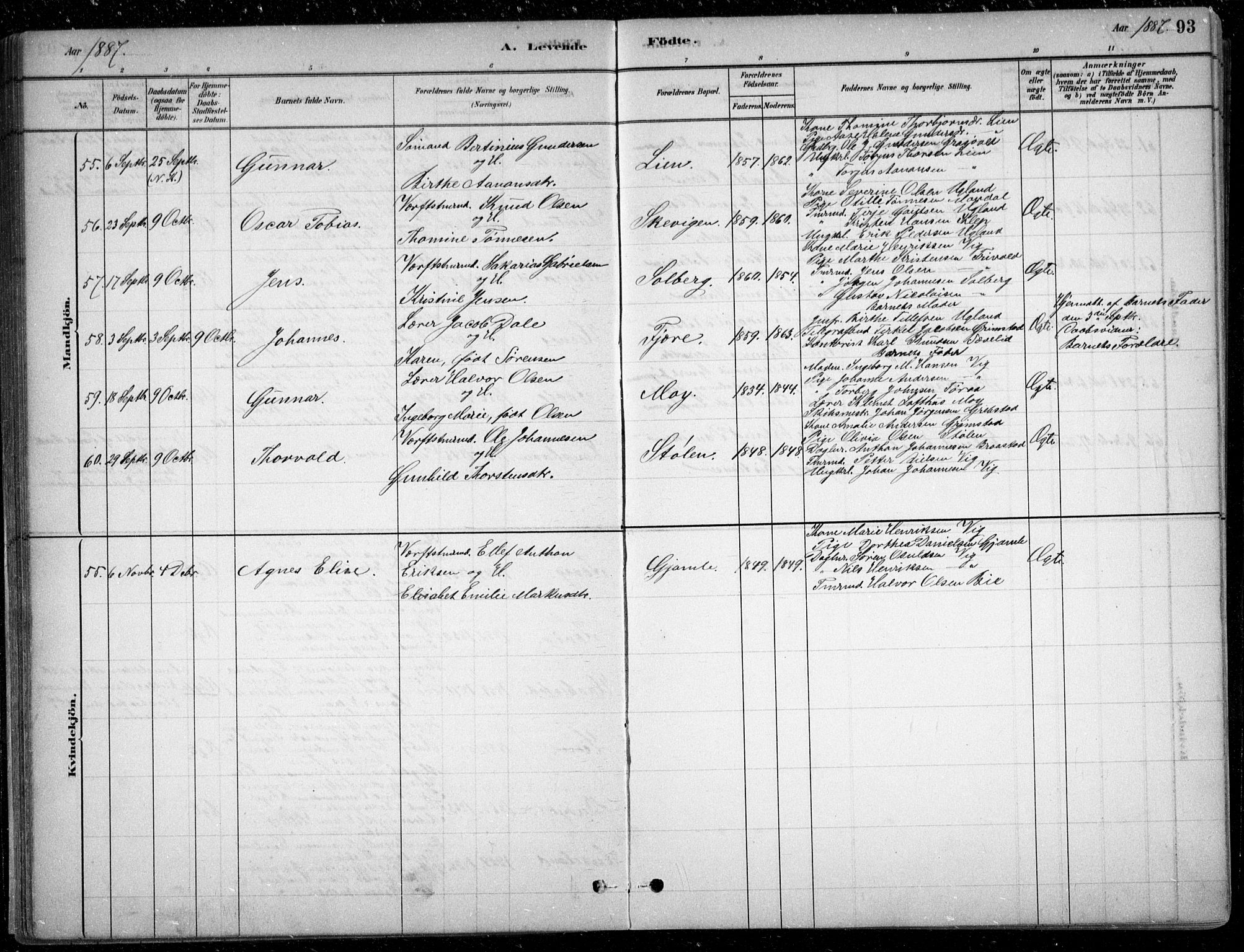 Fjære sokneprestkontor, AV/SAK-1111-0011/F/Fb/L0011: Parish register (copy) no. B 11, 1881-1905, p. 93